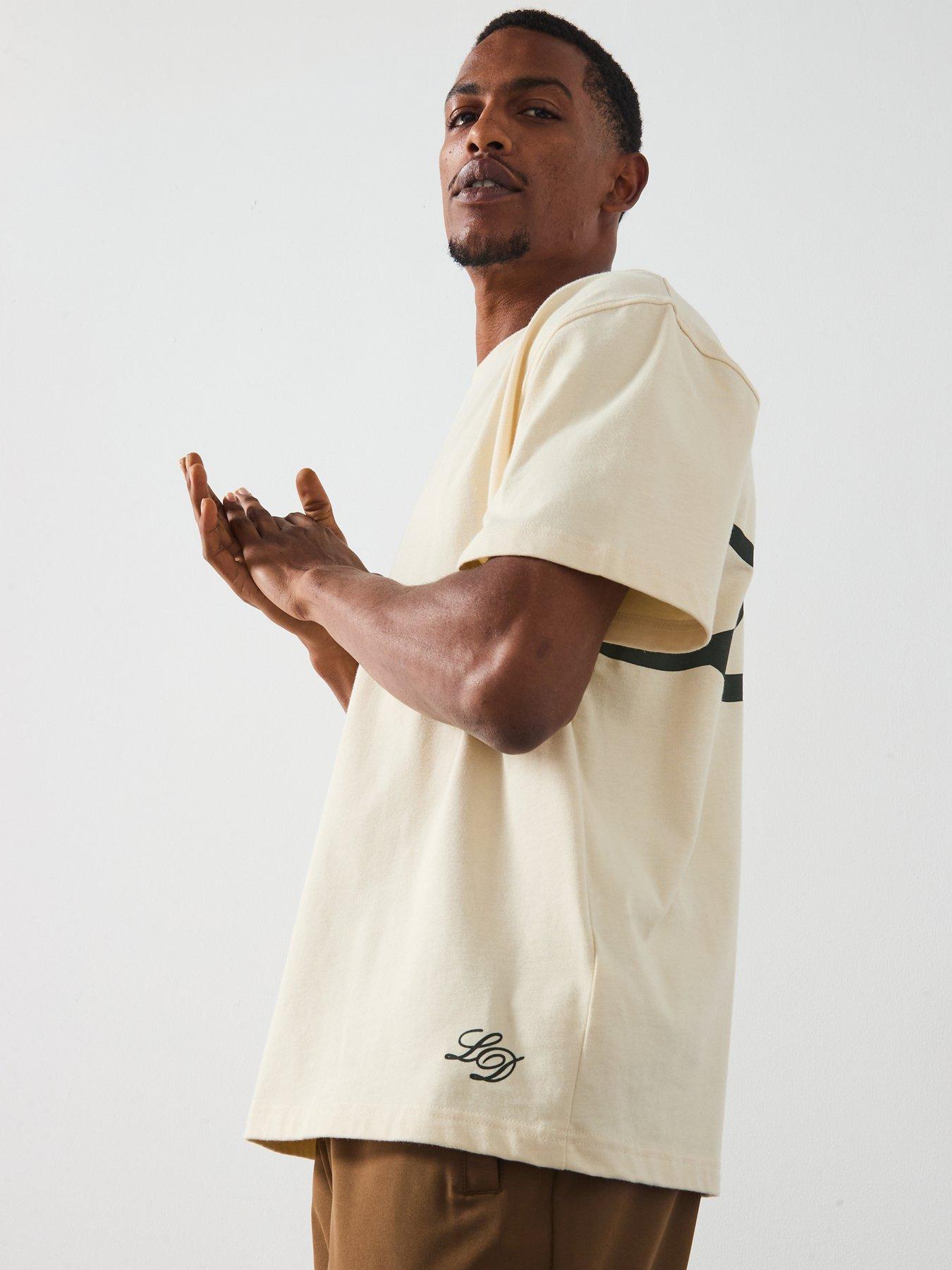  image of les-deux-danton-large-back-initial-logo-t-shirt-light-beige