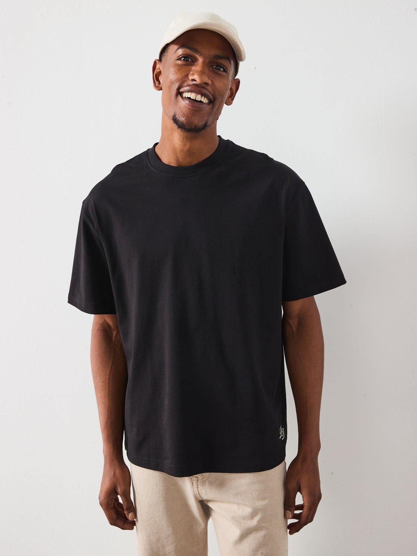  image of les-deux-danton-large-back-initial-logo-t-shirt-black