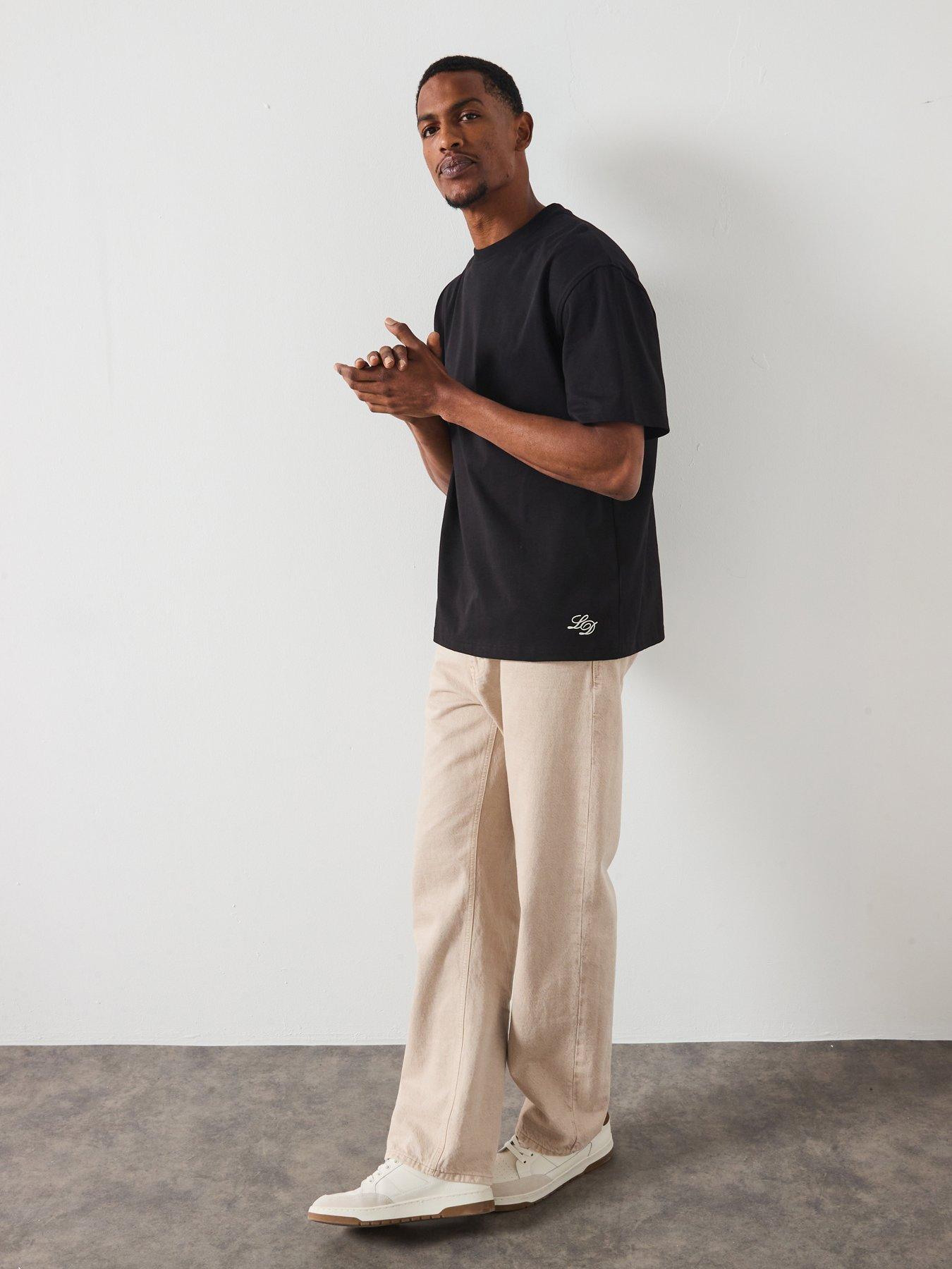  image of les-deux-danton-large-back-initial-logo-t-shirt-black