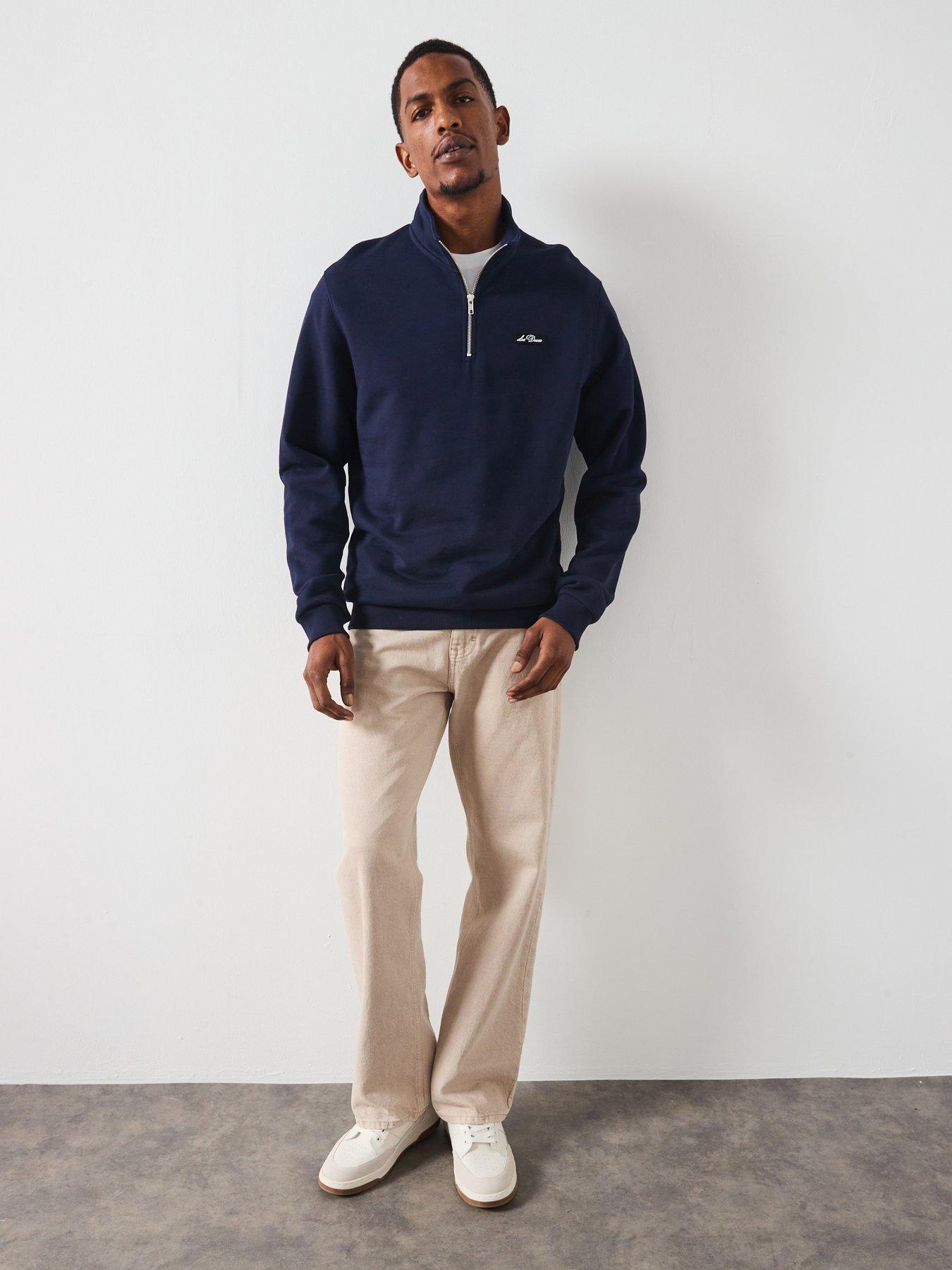 Image 3 of 6 of Les Deux Crew Half Zip Sweat - Navy