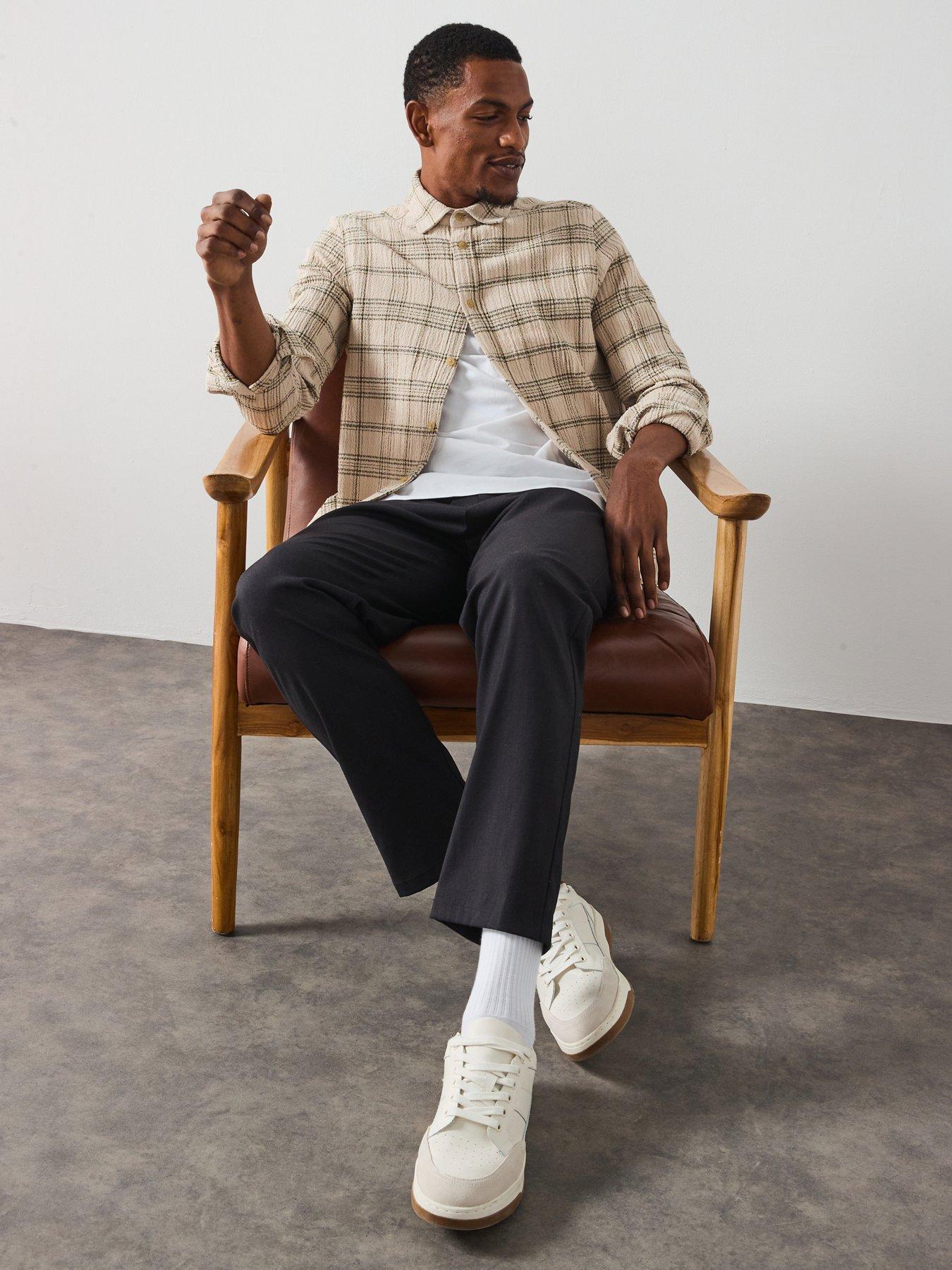 Les Deux Kash Textured Check Overshirt - Light Beige