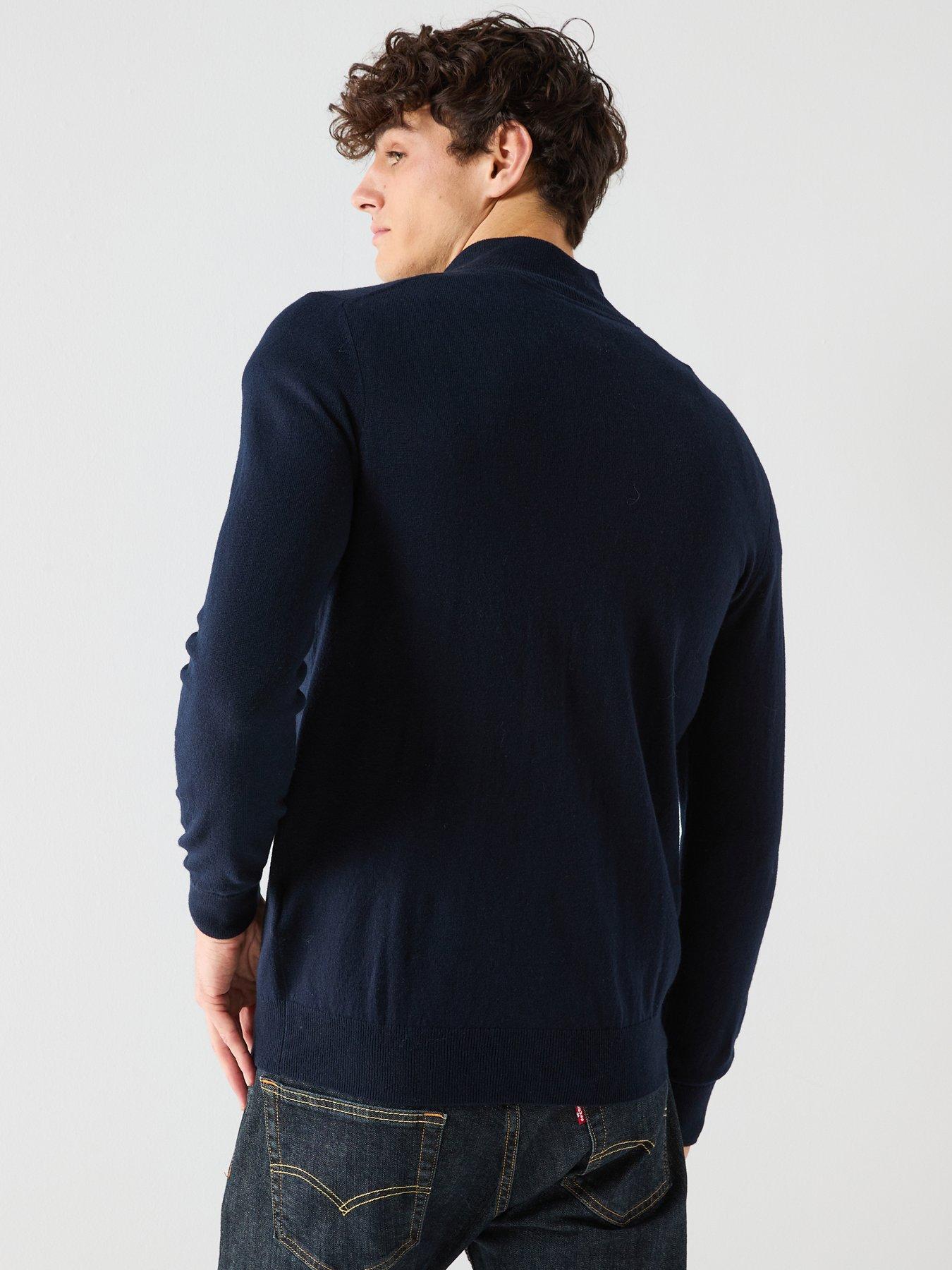 stillFront image of lyle-scott-cotton-merino-quarter-zip-jumper--navy