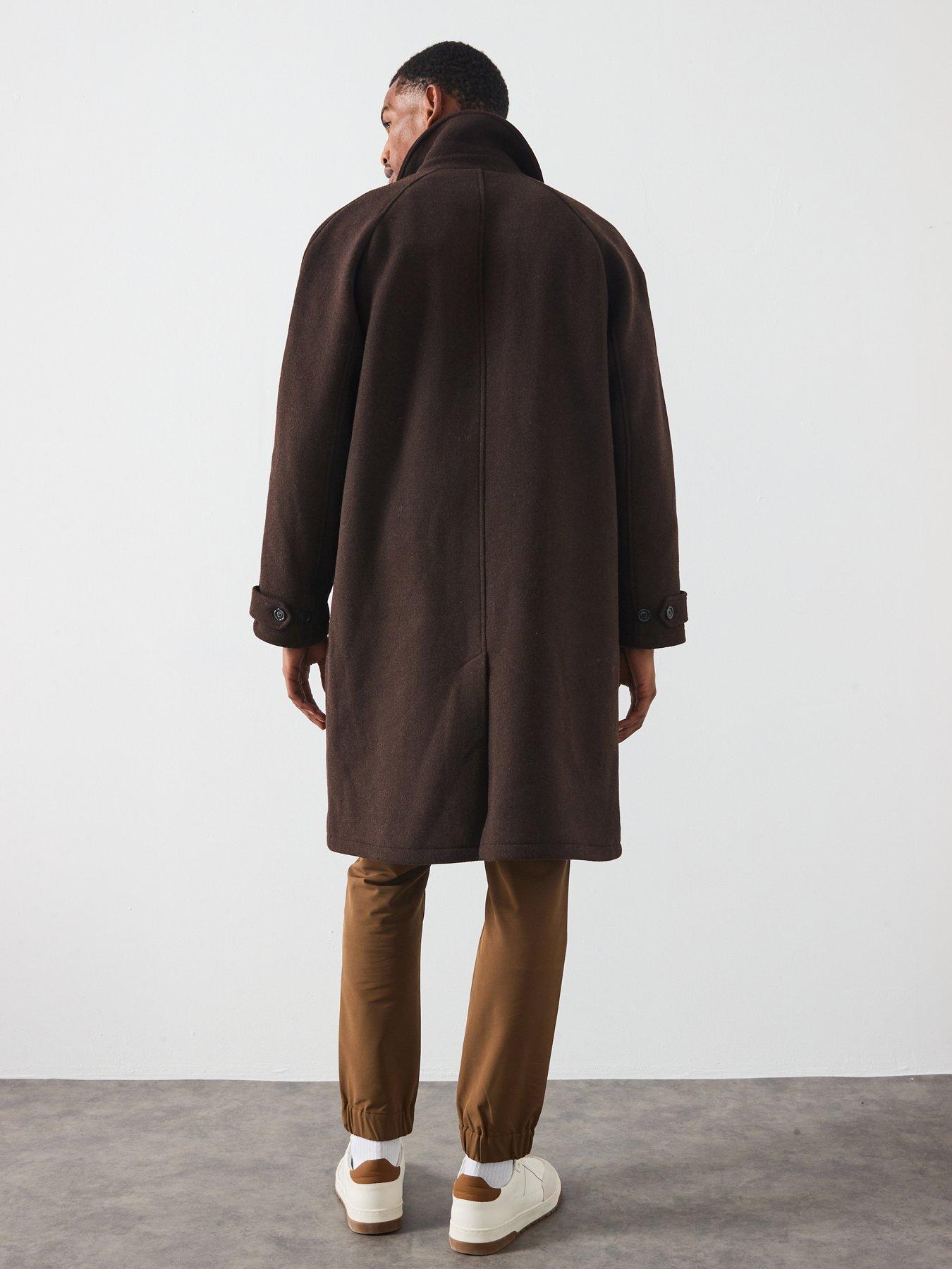 Image 2 of 6 of Les Deux Michael Solid Wool Overcoat - Brown