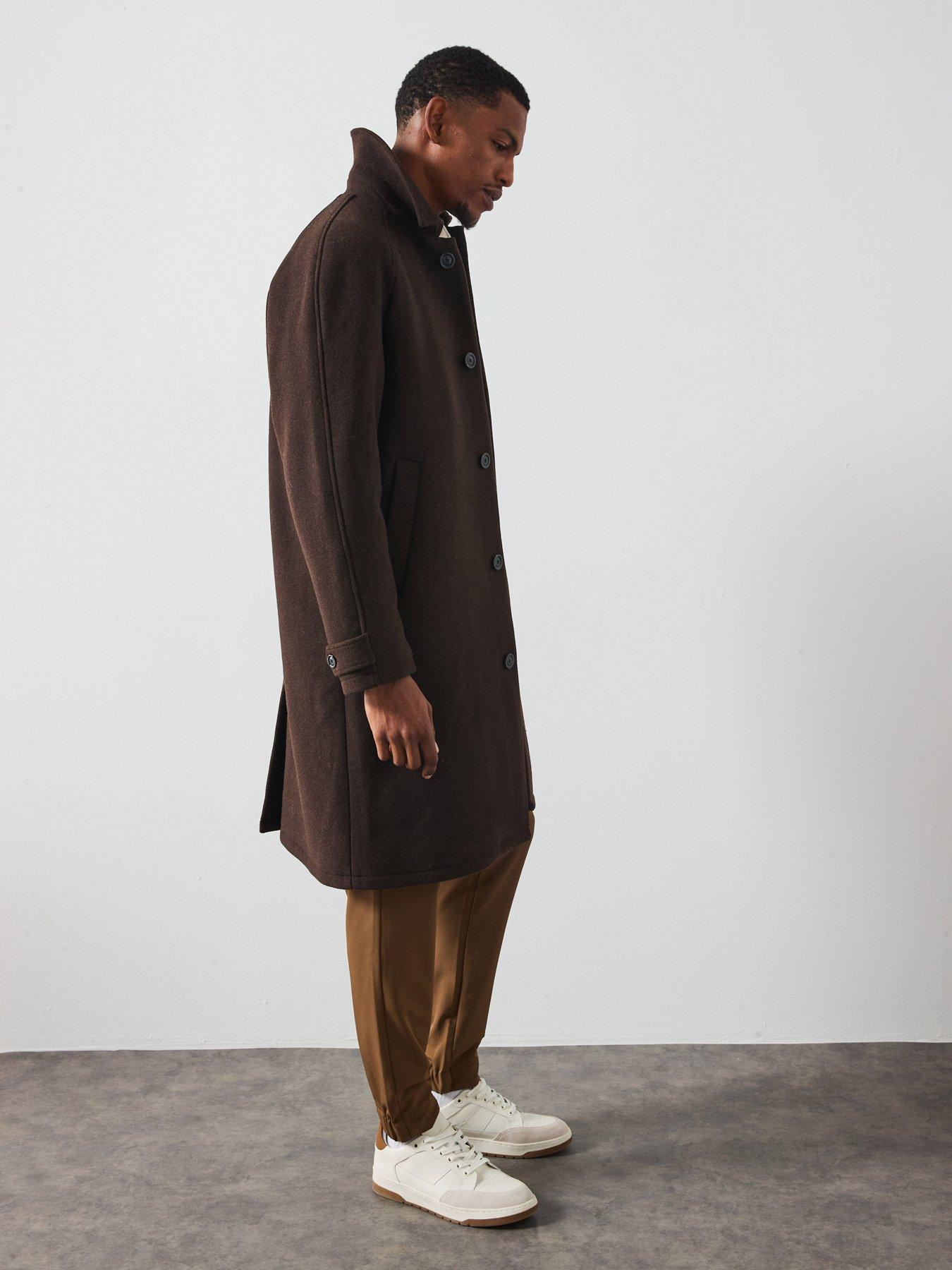 Image 3 of 6 of Les Deux Michael Solid Wool Overcoat - Brown
