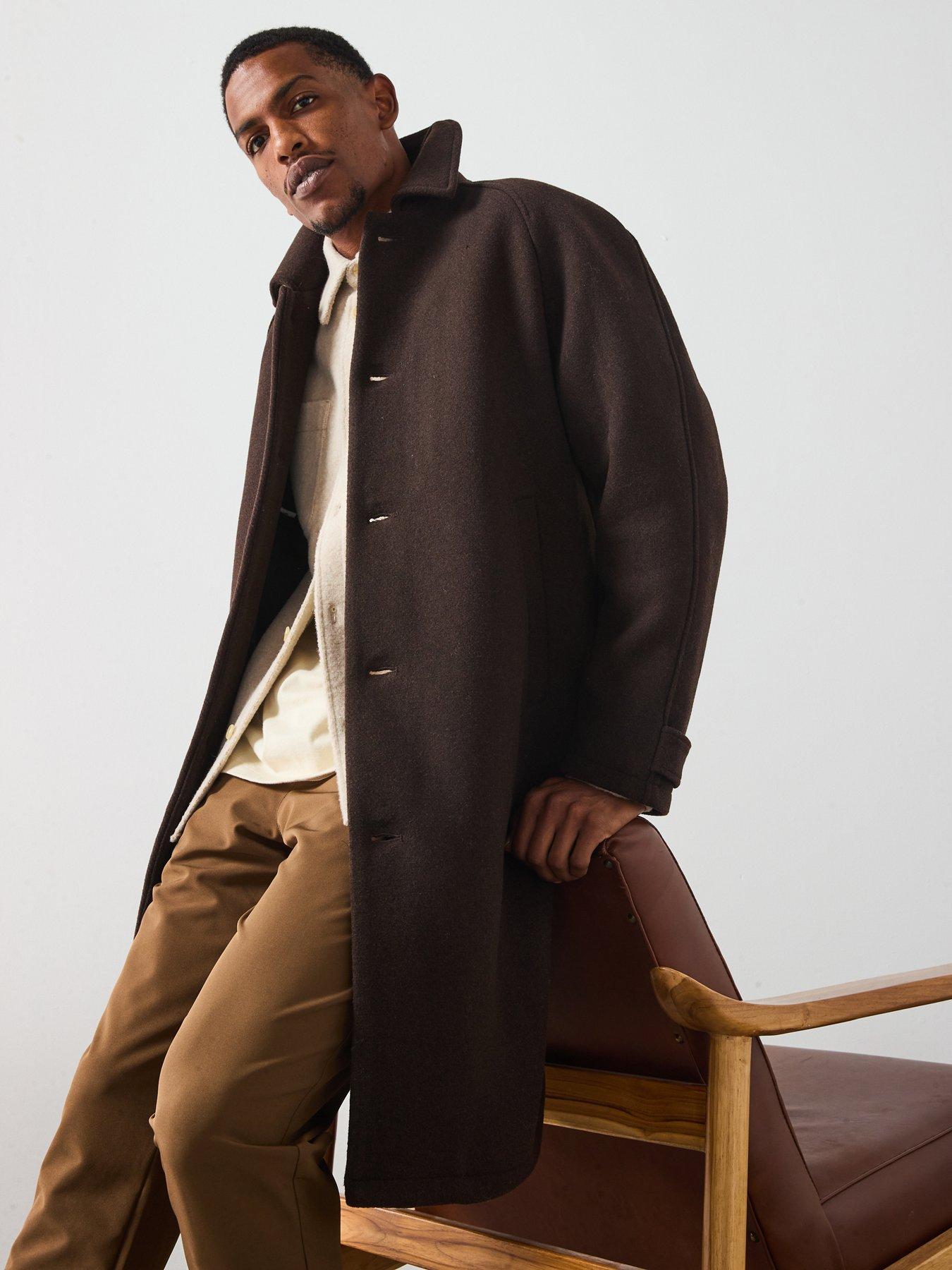 Image 4 of 6 of Les Deux Michael Solid Wool Overcoat - Brown
