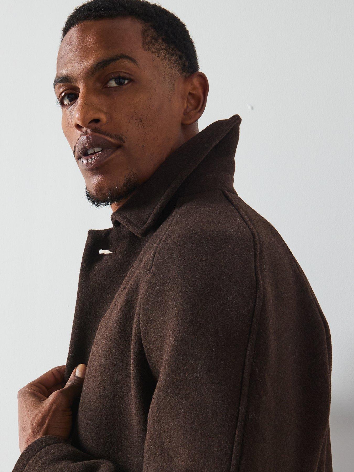 Image 6 of 6 of Les Deux Michael Solid Wool Overcoat - Brown