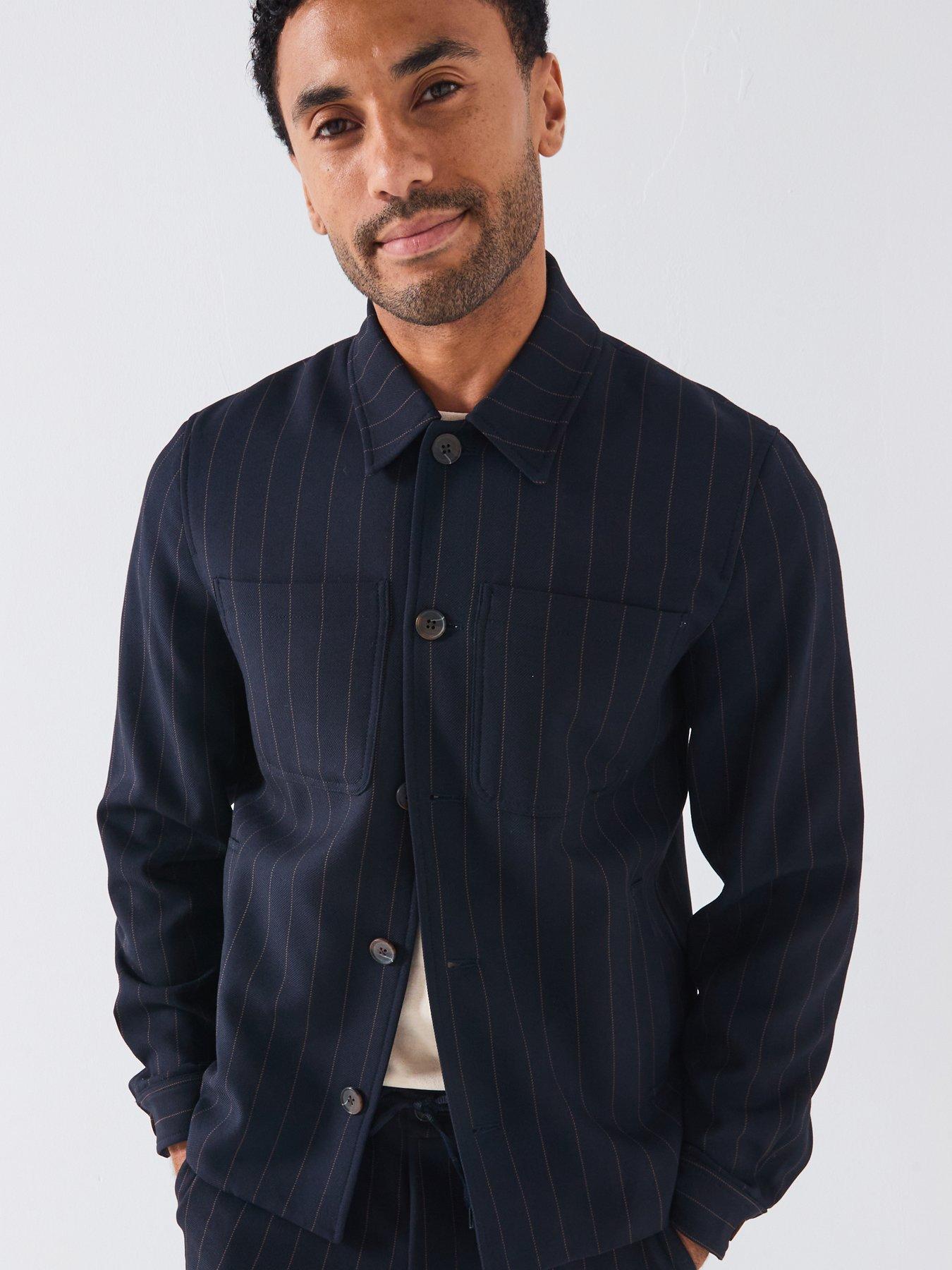 Image 4 of 6 of Les Deux Marseille Pinstripe Smart Jacket - Navy