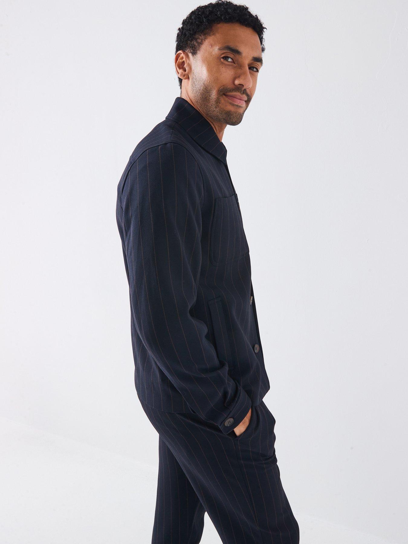Image 5 of 6 of Les Deux Marseille Pinstripe Smart Jacket - Navy
