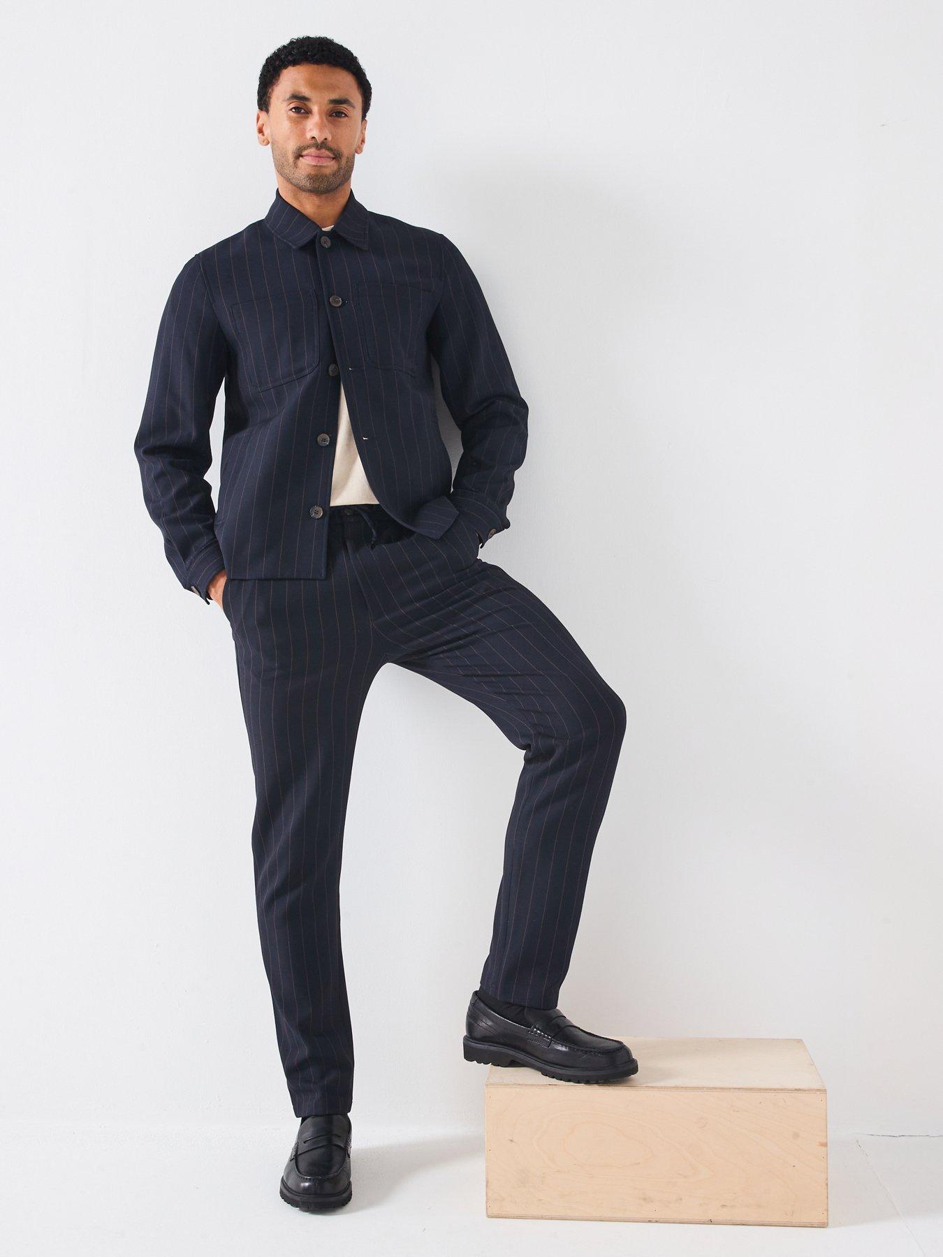 Image 6 of 6 of Les Deux Marseille Pinstripe Smart Jacket - Navy