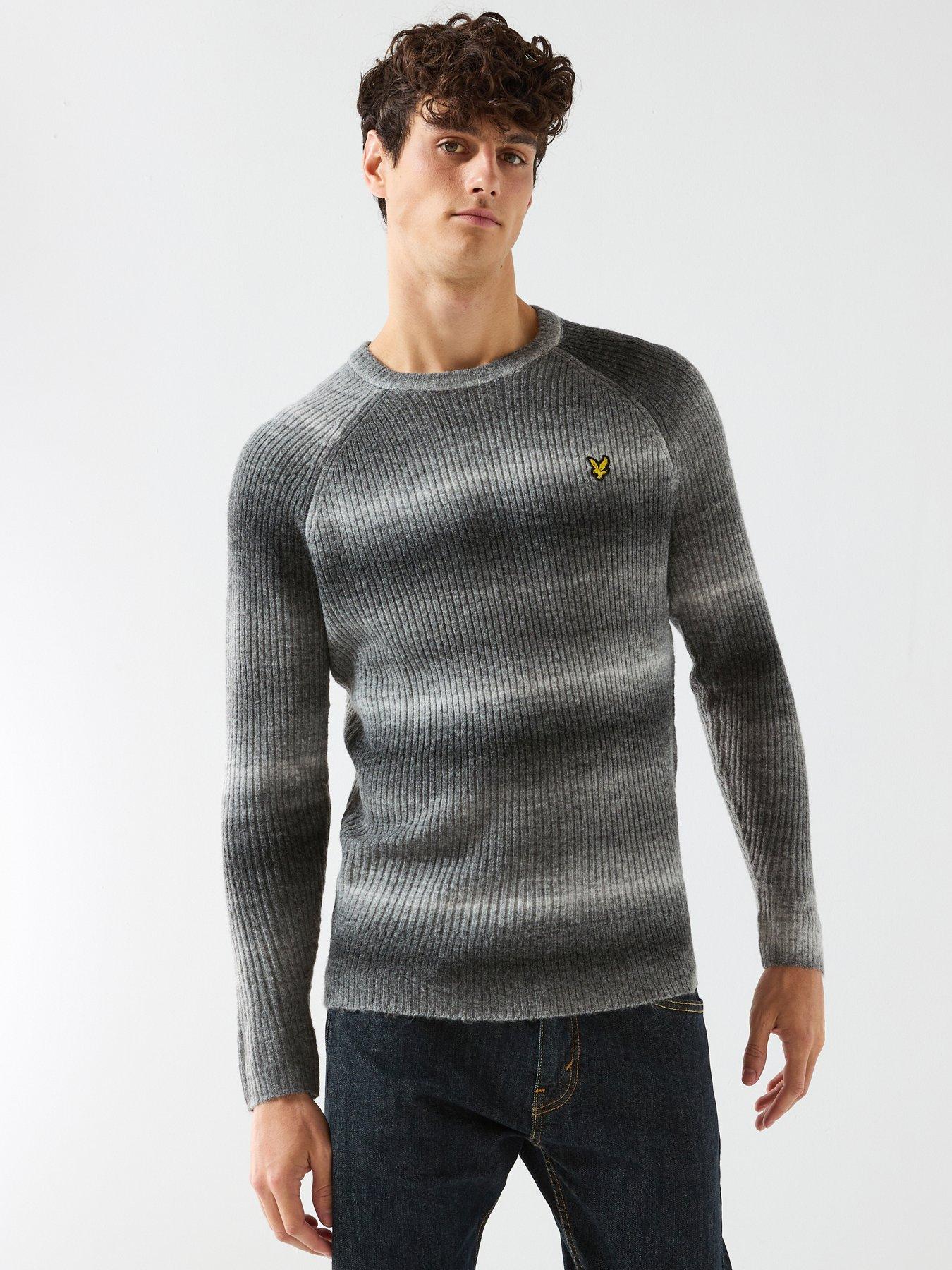 front image of lyle-scott-ribbed-ombre-knitted-jumper-grey