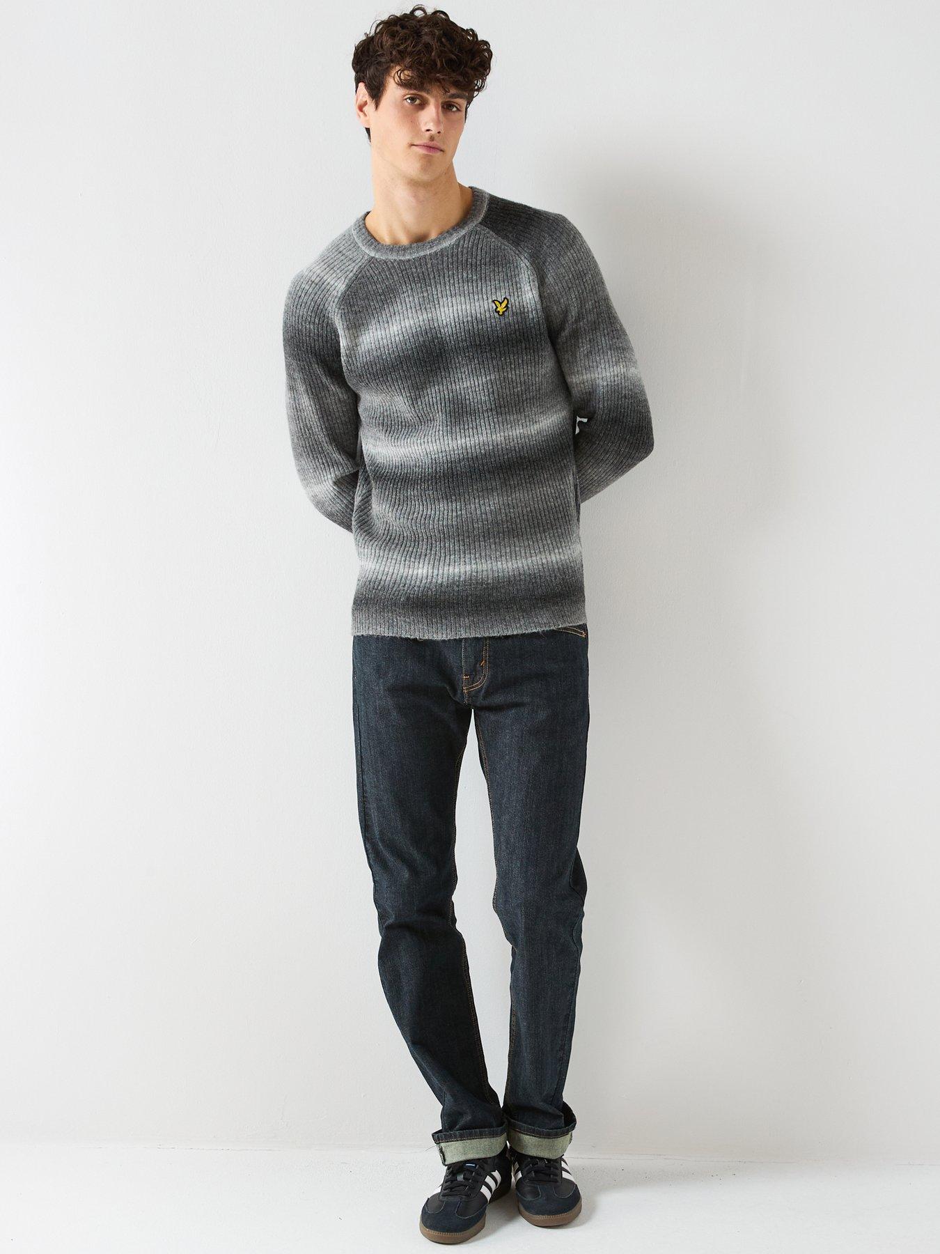  image of lyle-scott-ribbed-ombre-knitted-jumper-grey