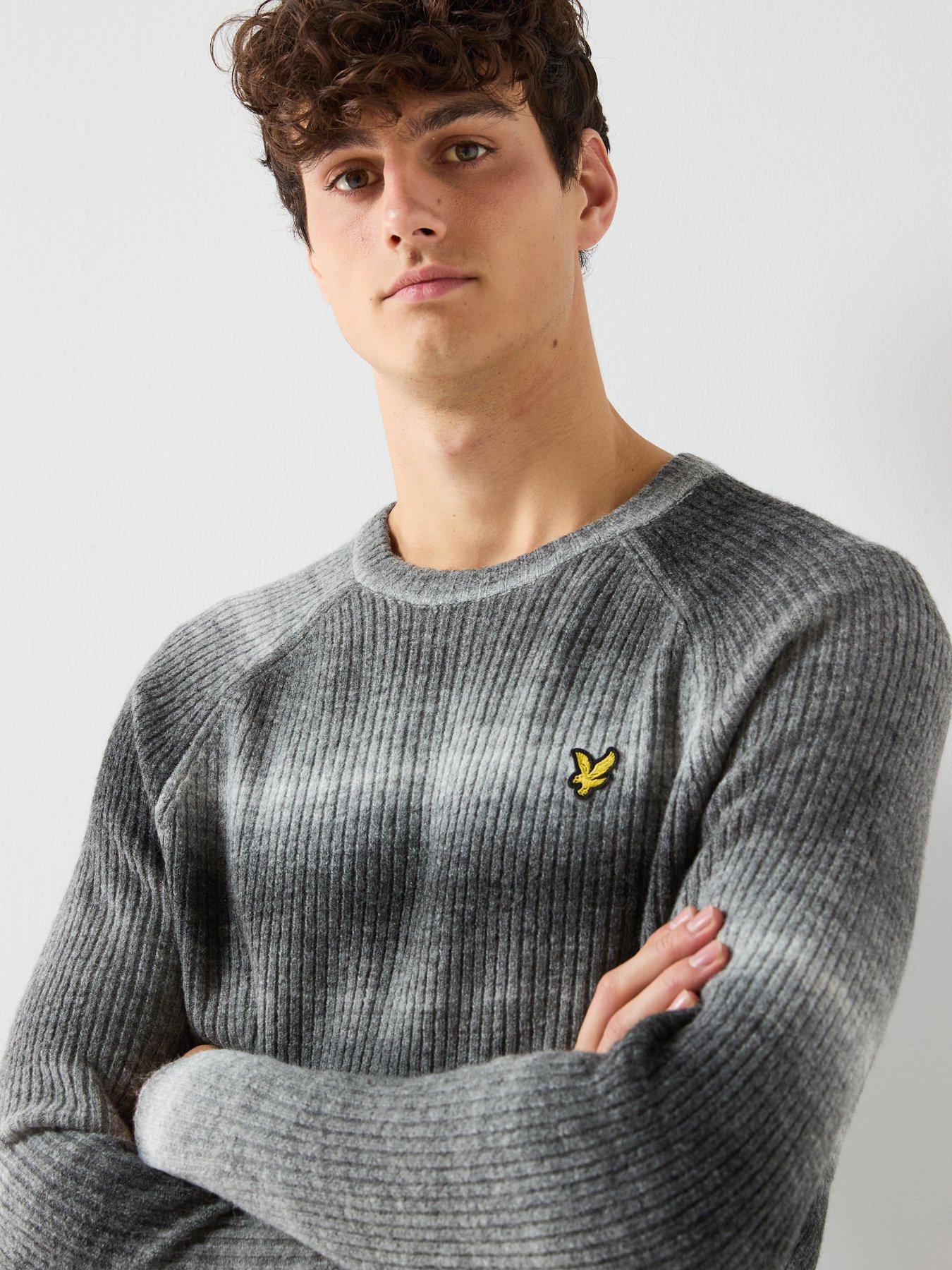  image of lyle-scott-ribbed-ombre-knitted-jumper-grey