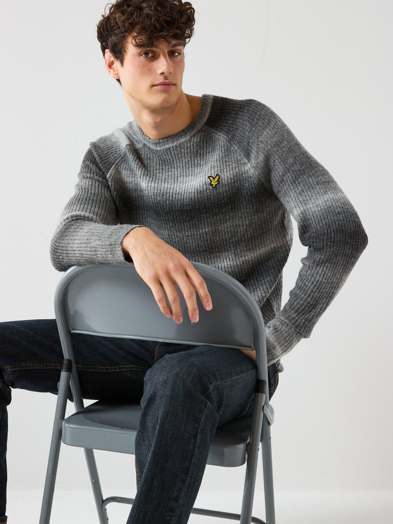  image of lyle-scott-ribbed-ombre-knitted-jumper-grey