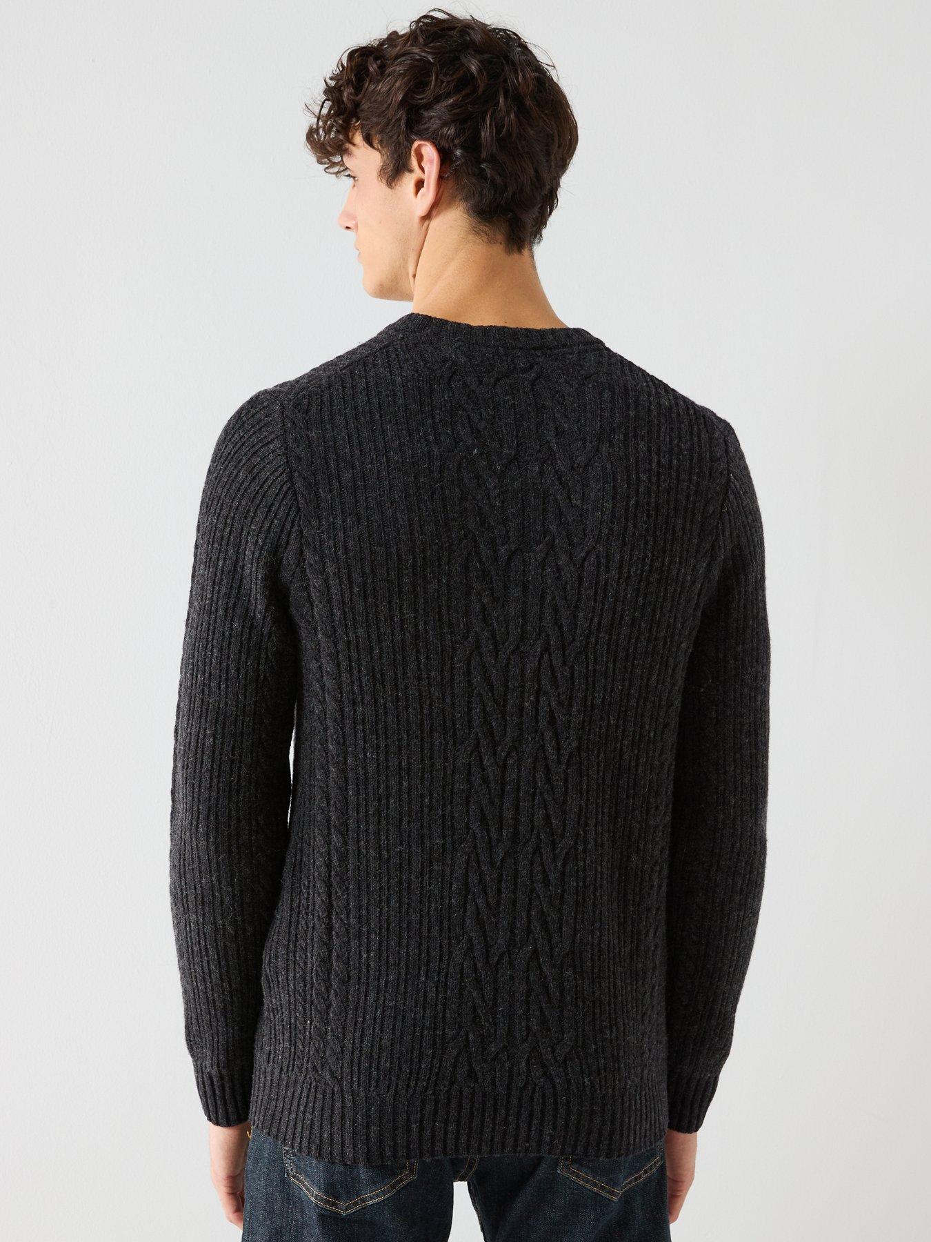stillFront image of lyle-scott-ribbed-cable-knit-jumper-black