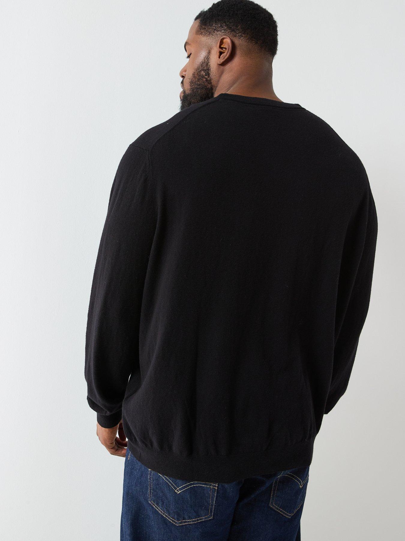 stillFront image of lyle-scott-big-and-tall-cotton-merino-crew-neck-jumper--black