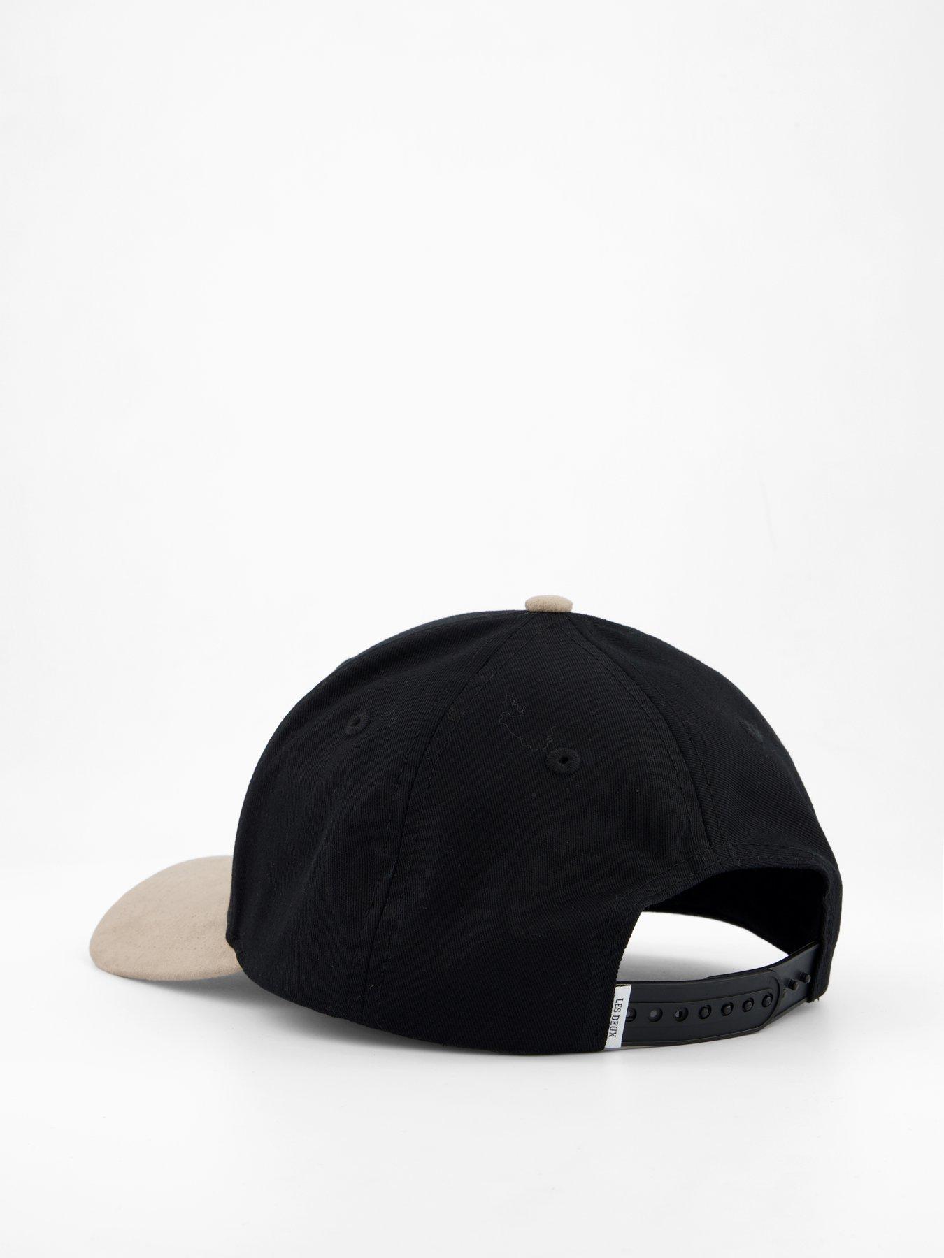 Image 4 of 4 of Les Deux Brad Contrast Suede Snapback Baseball Cap - Black