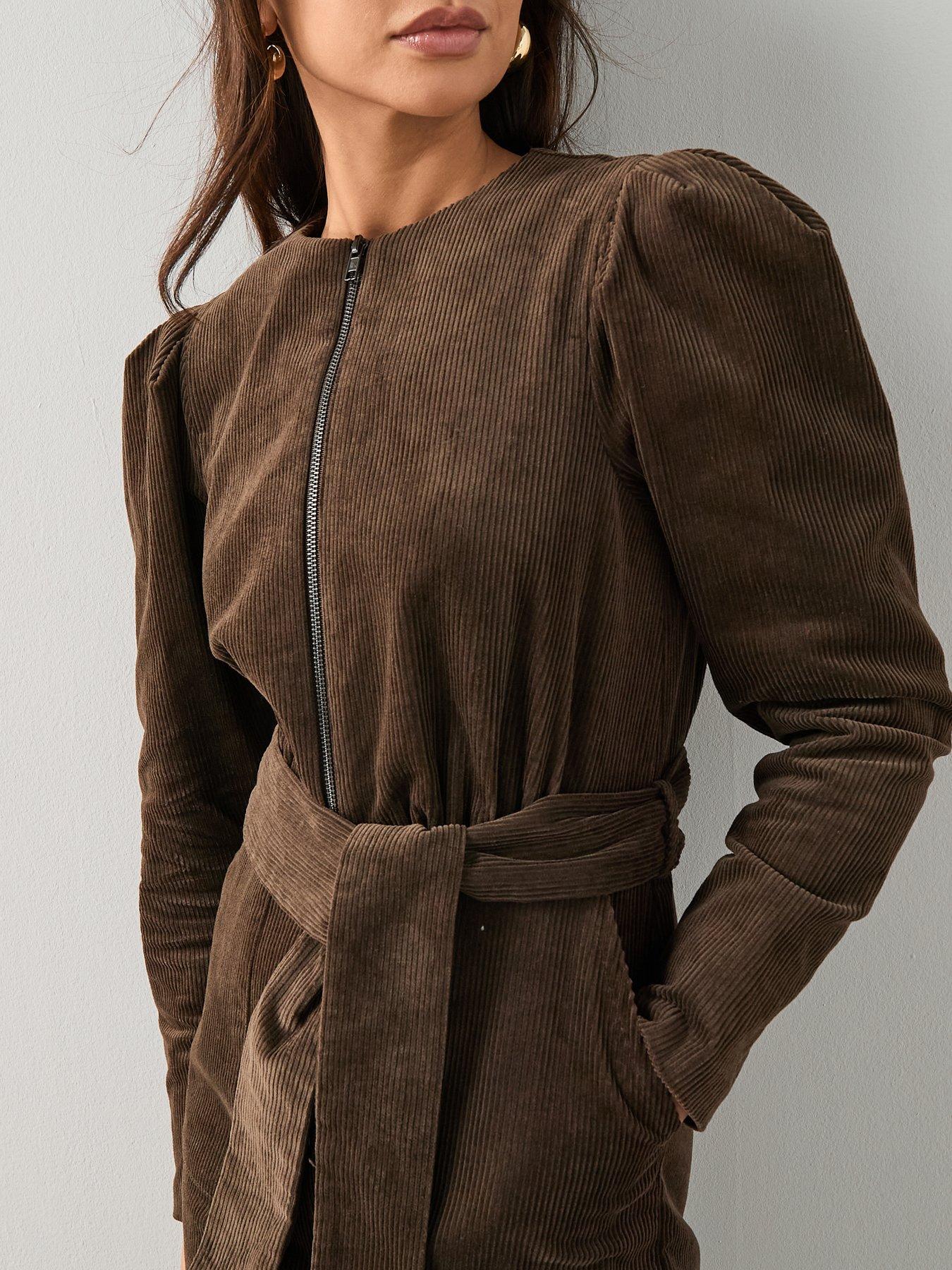 Image 4 of 6 of The Very Collection Corduroy Zip Through Jumpsuit - Brown