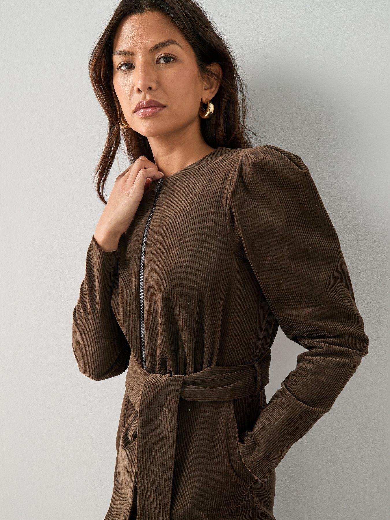 Image 5 of 6 of The Very Collection Corduroy Zip Through Jumpsuit - Brown