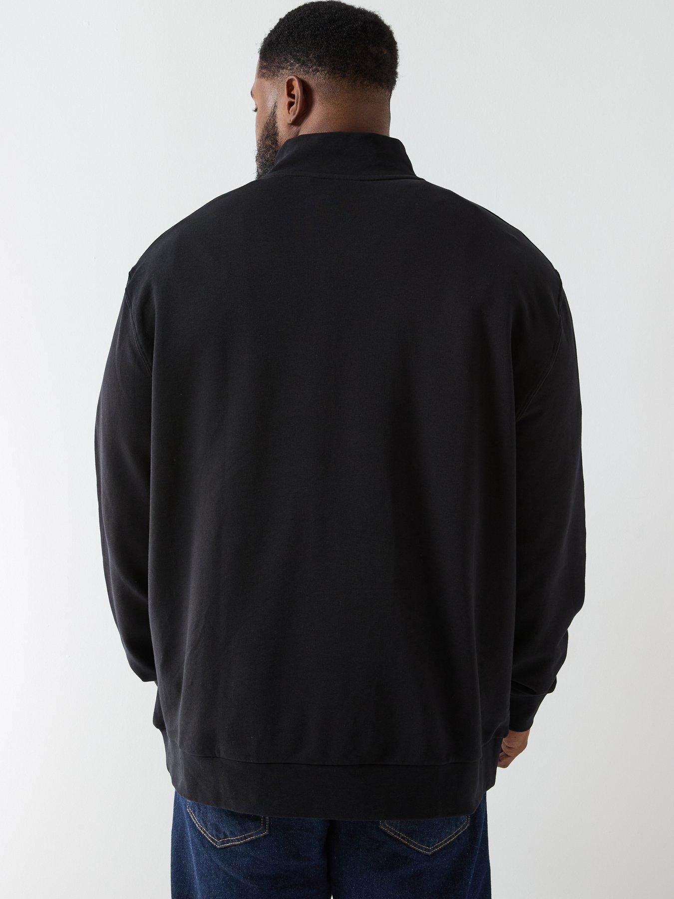  image of lyle-scott-big-and-tall-loopback-quarter-zip-sweatshirt-black