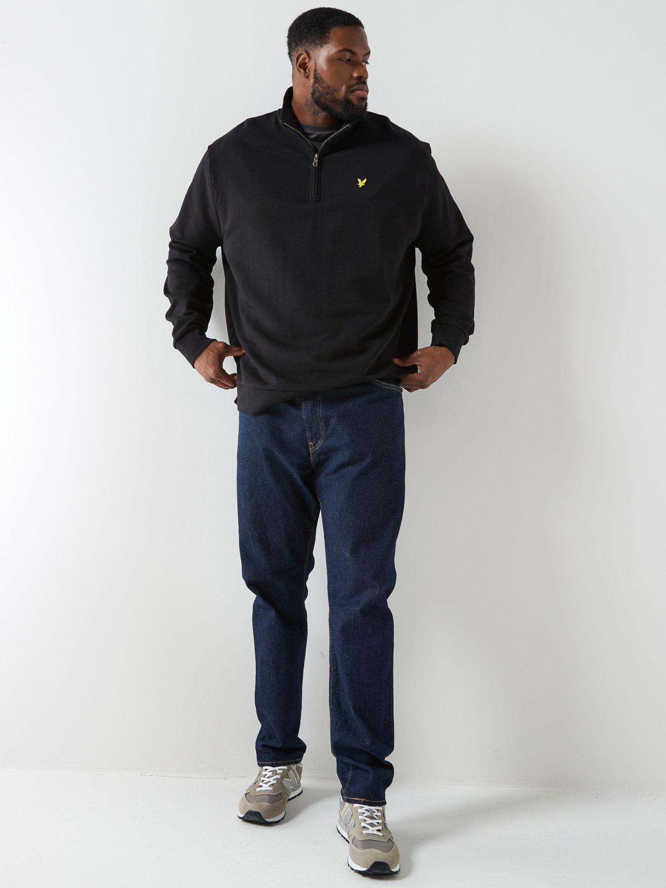  image of lyle-scott-big-and-tall-loopback-quarter-zip-sweatshirt-black
