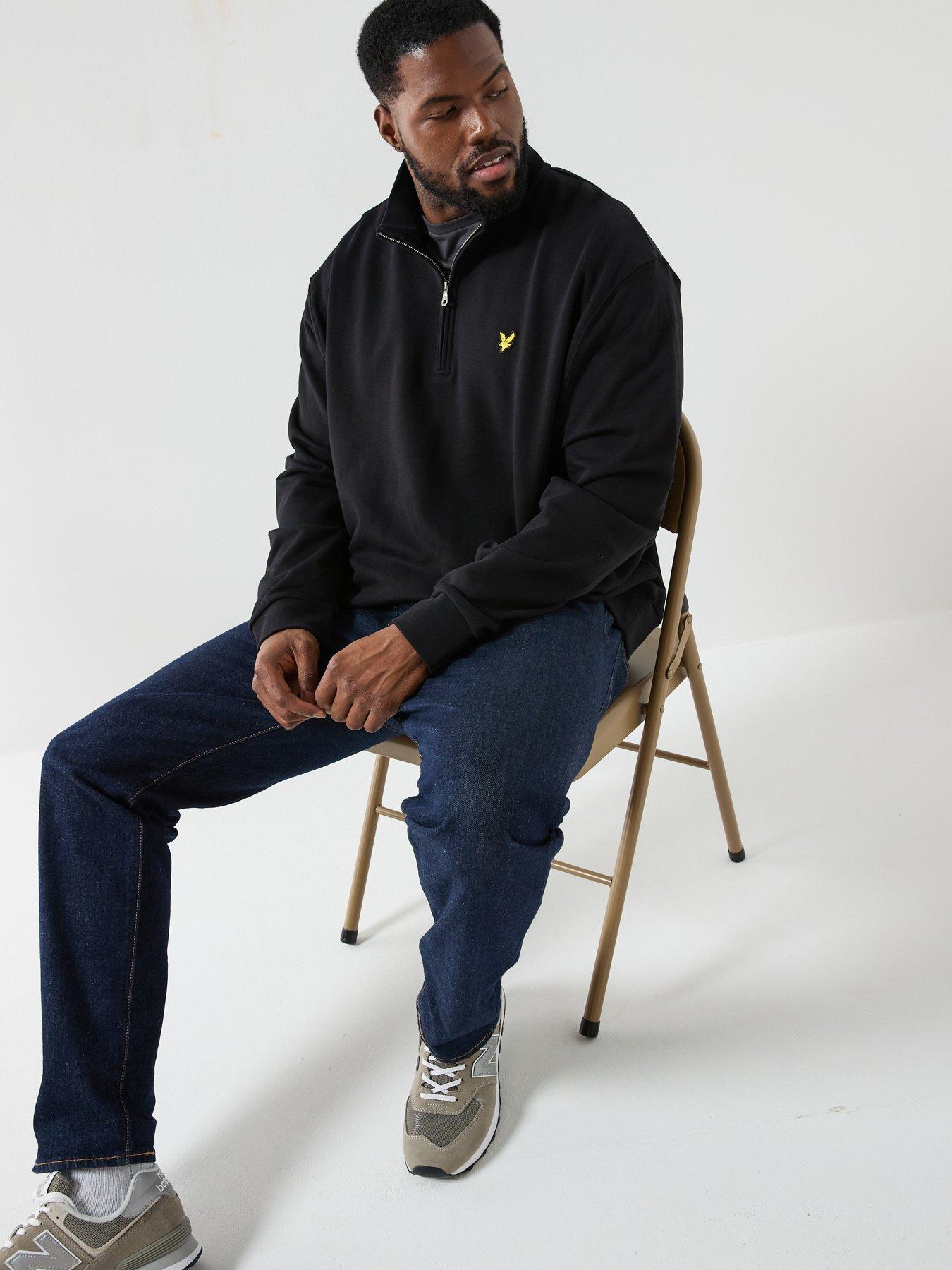  image of lyle-scott-big-and-tall-loopback-quarter-zip-sweatshirt-black