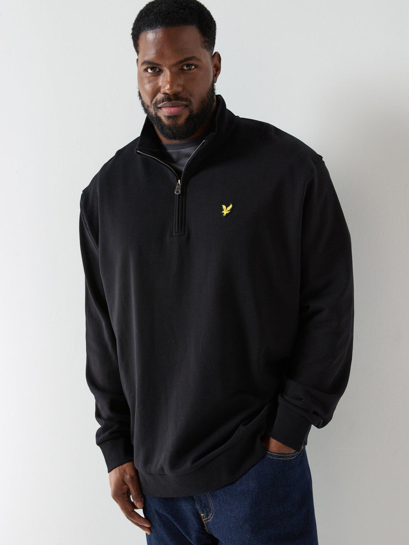  image of lyle-scott-big-and-tall-loopback-quarter-zip-sweatshirt-black