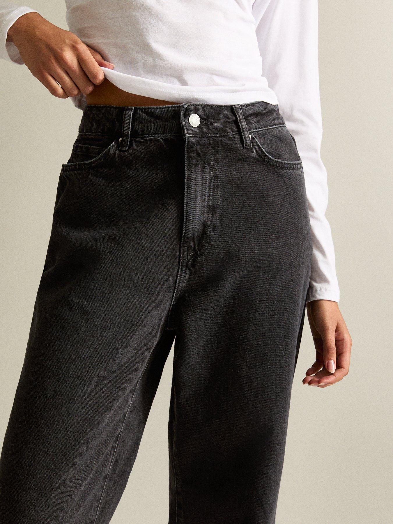 Image 4 of 5 of New Look Adalae High-Waist Wide Leg Jeans - Washed Black