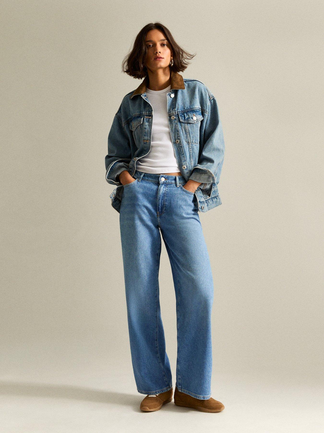 Image 6 of 6 of New Look Elasticated Waist Wide Leg Jeans - Blue