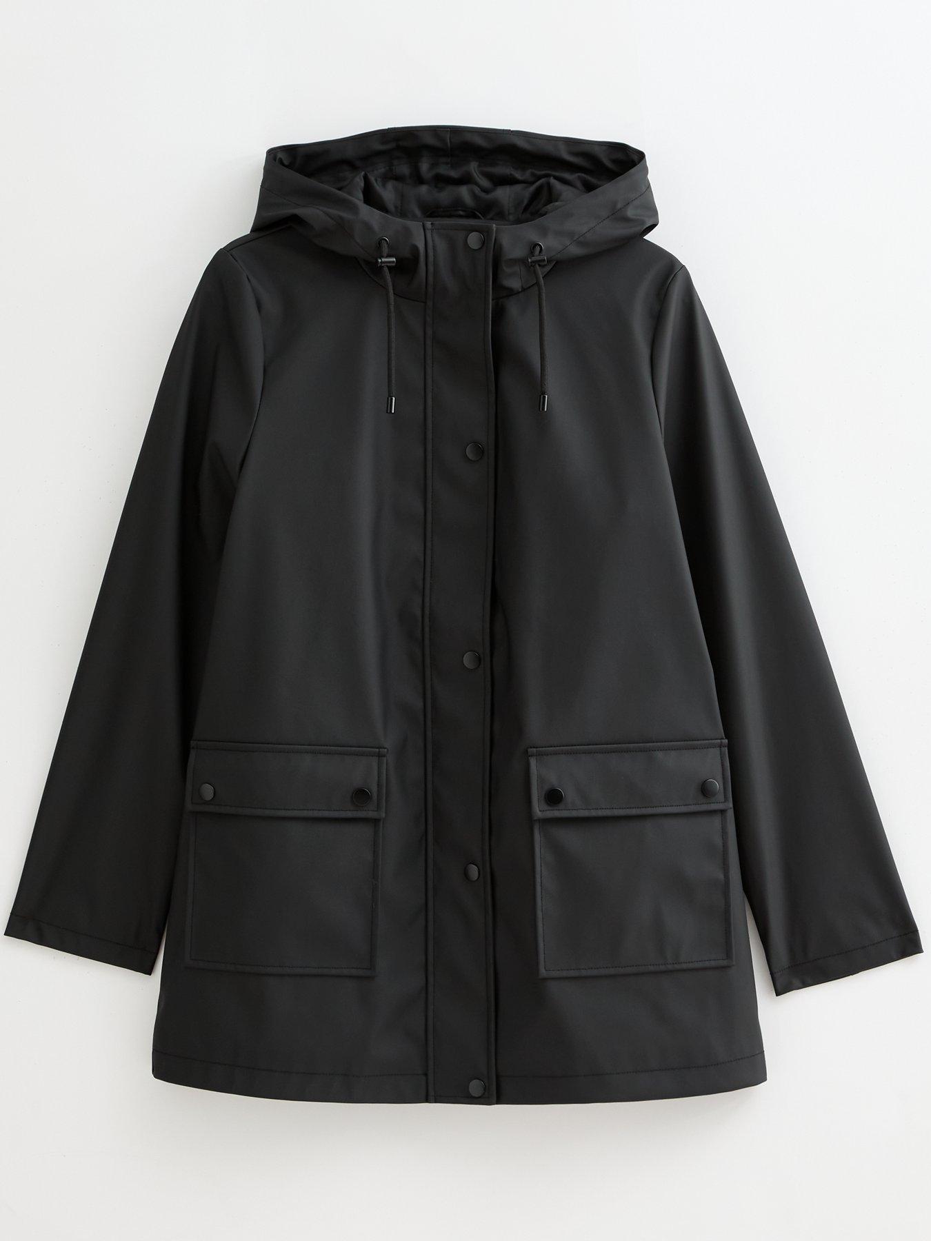 Image 6 of 6 of New Look Water Resistant Drawstring Hood Rain Anorak - Black