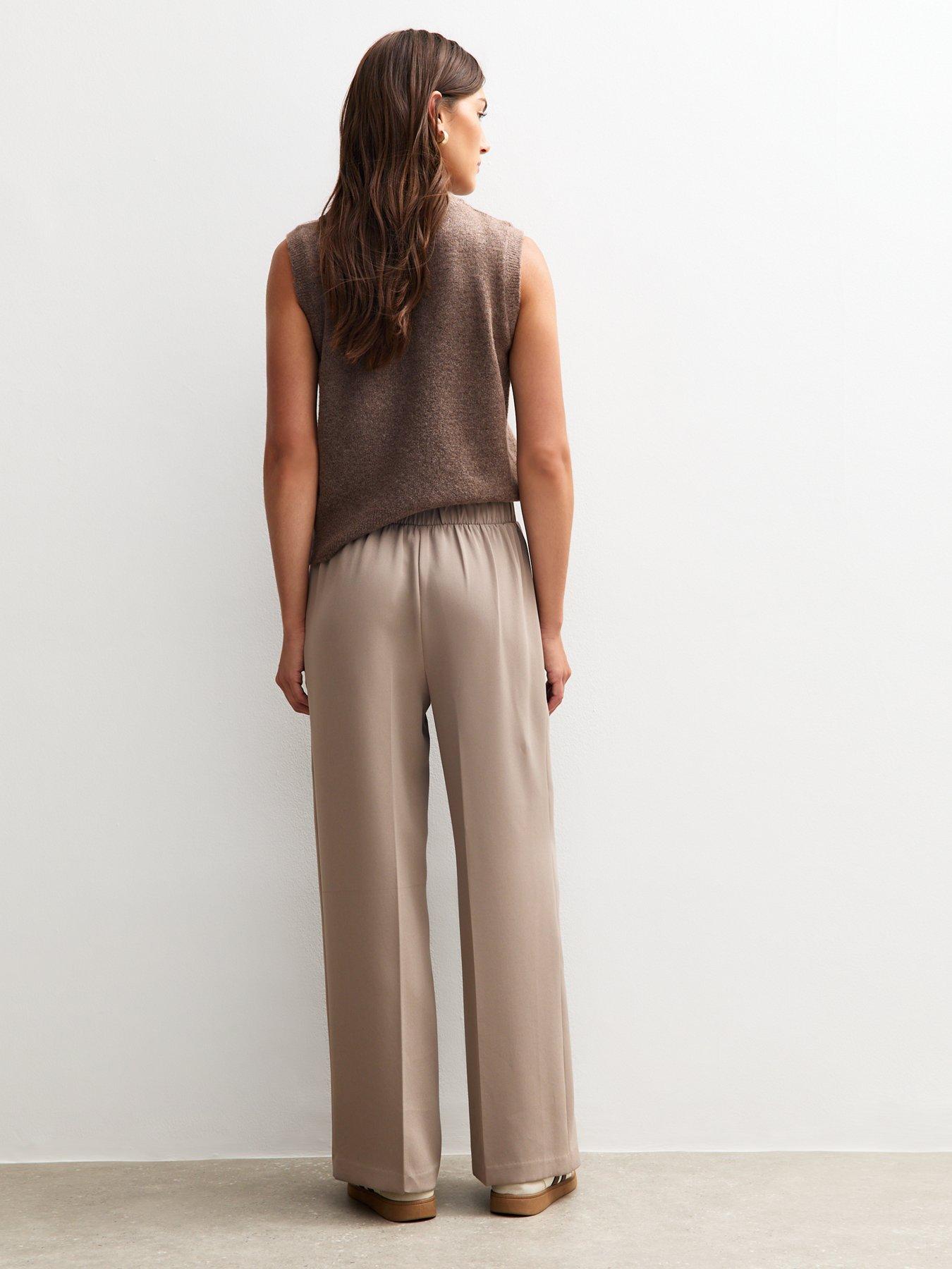 Image 2 of 5 of New Look Mink Pull-On Tailored Trousers - Brown