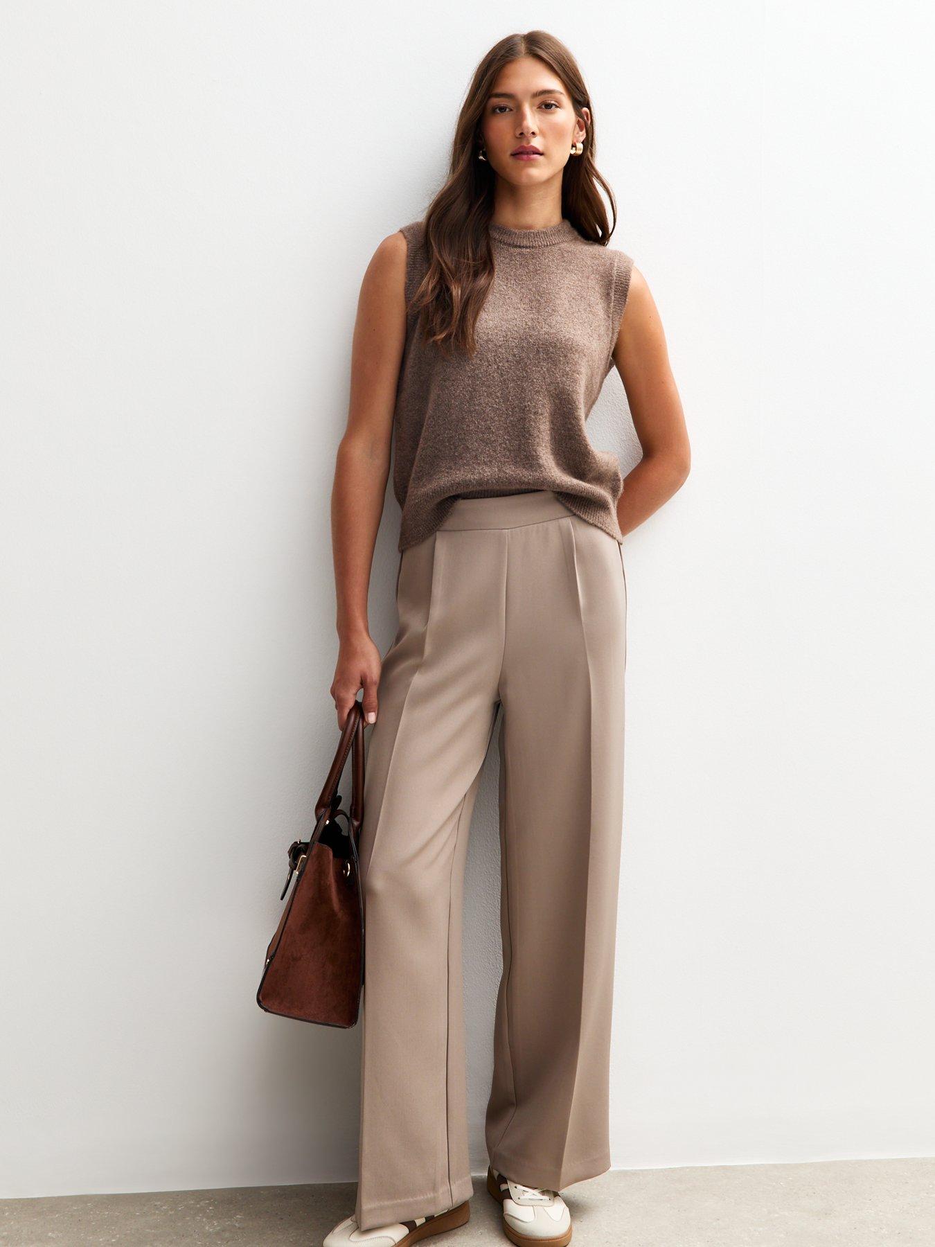 Image 3 of 5 of New Look Mink Pull-On Tailored Trousers - Brown