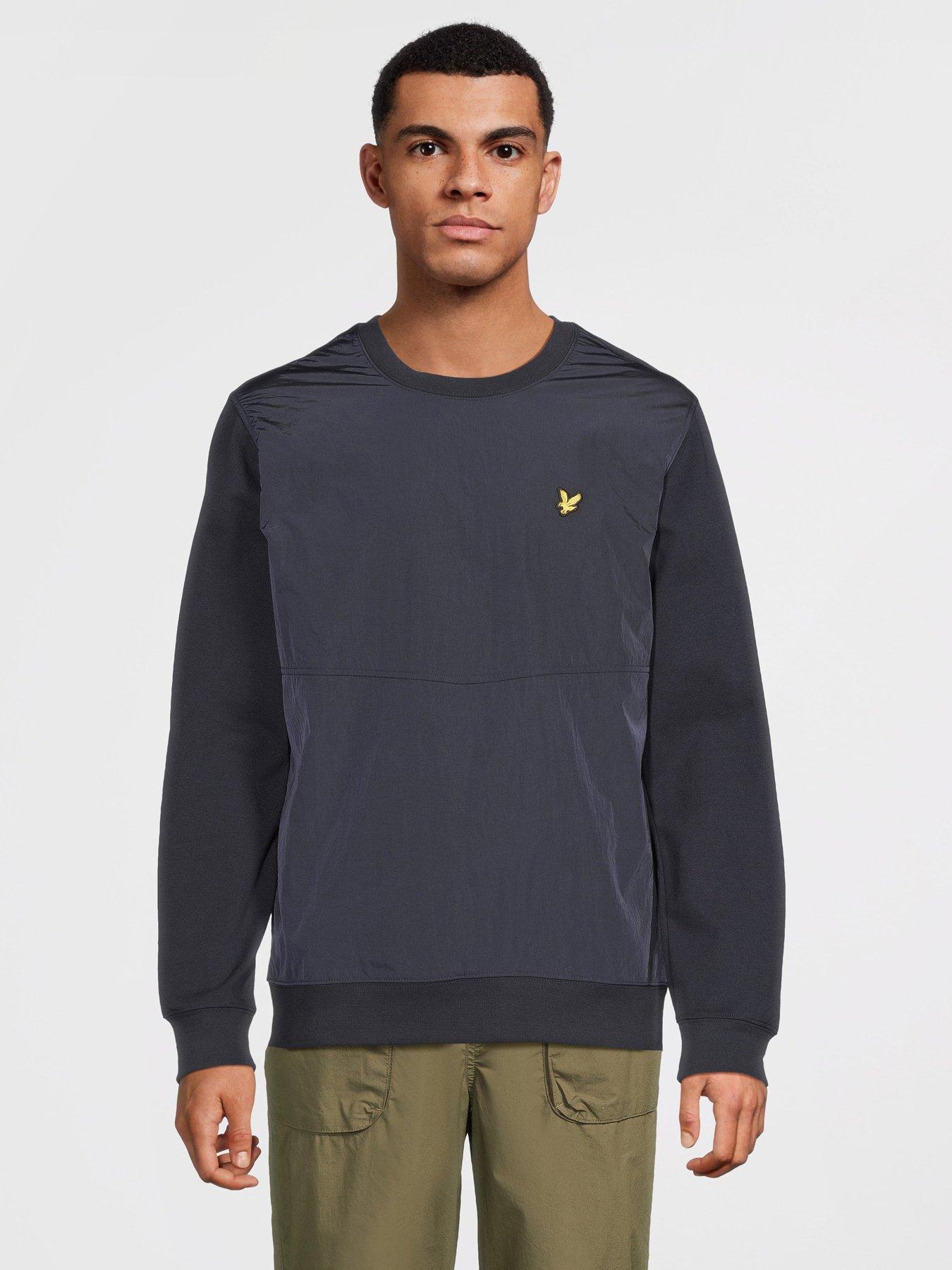  image of lyle-scott-half-raglan-hybrid-sweatshirt--navy