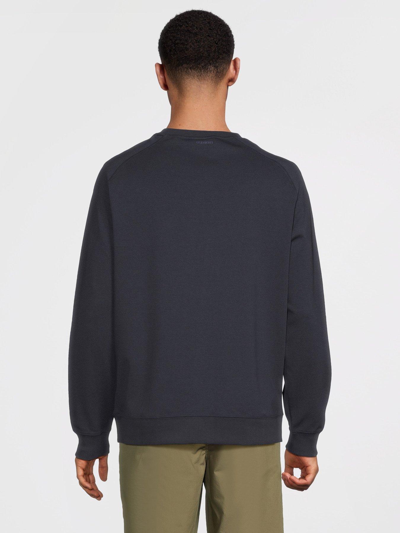  image of lyle-scott-half-raglan-hybrid-sweatshirt--navy