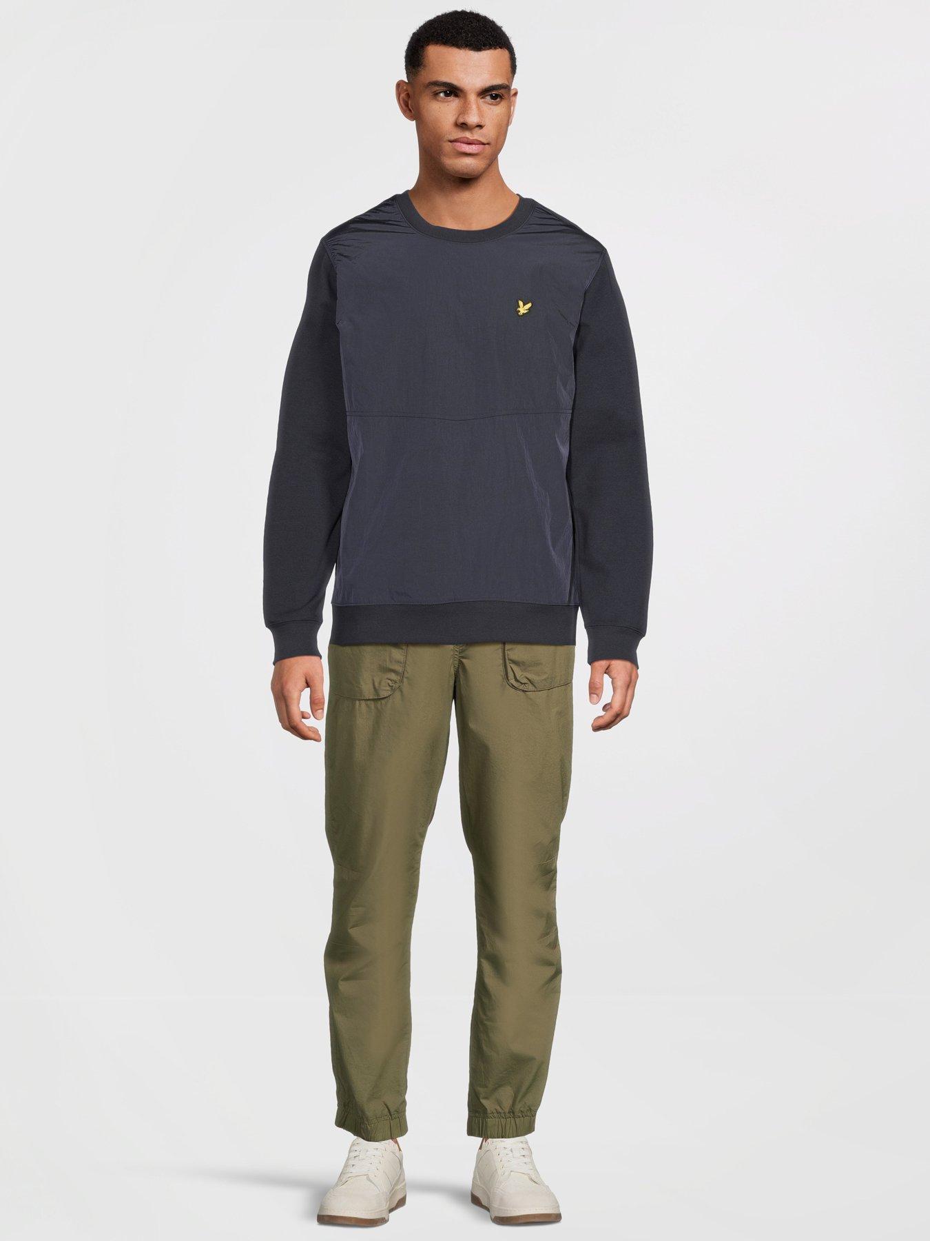  image of lyle-scott-half-raglan-hybrid-sweatshirt--navy