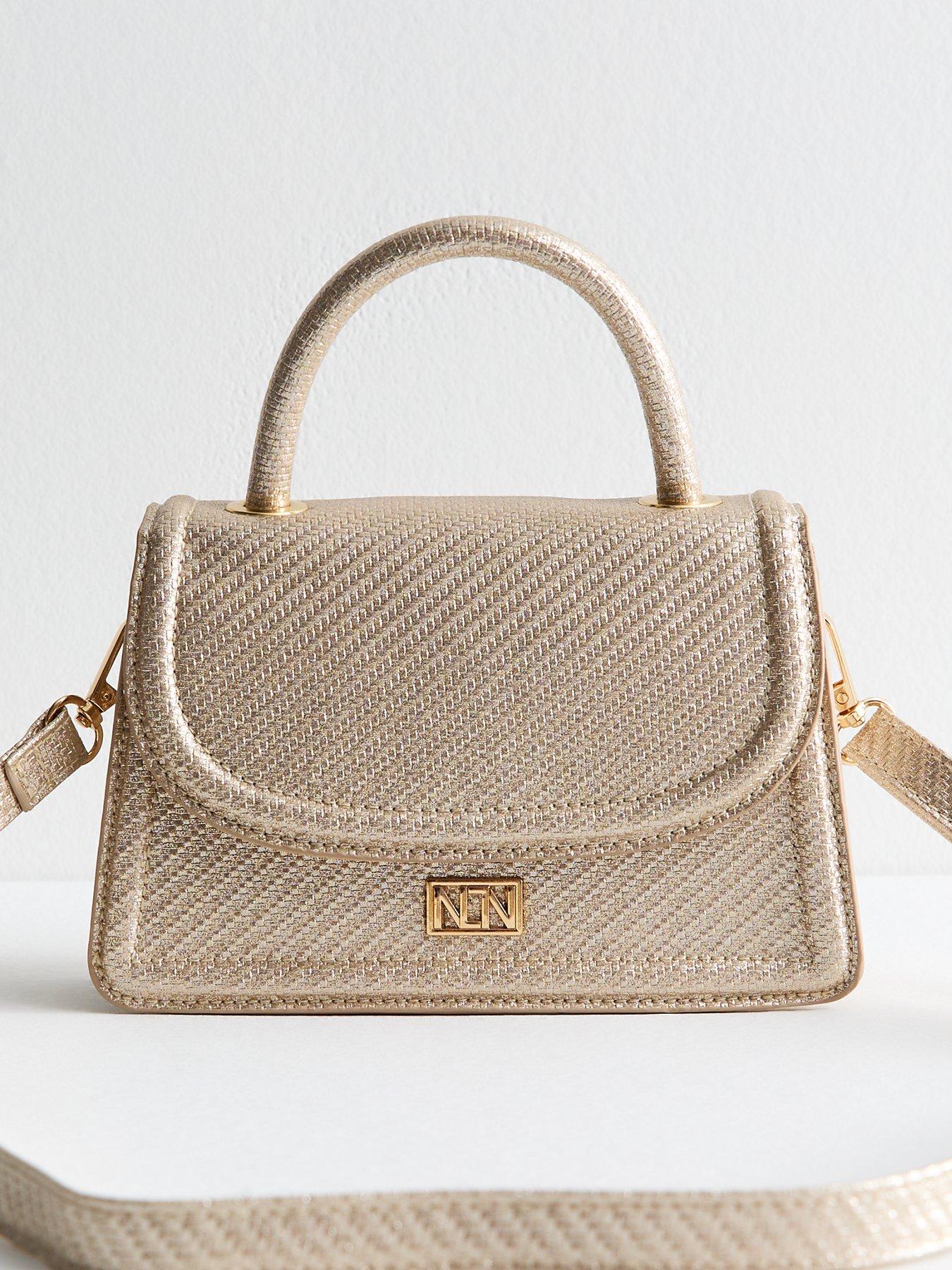New Look Stone Metallic Woven Crossbody Bag Gold Littlewoods