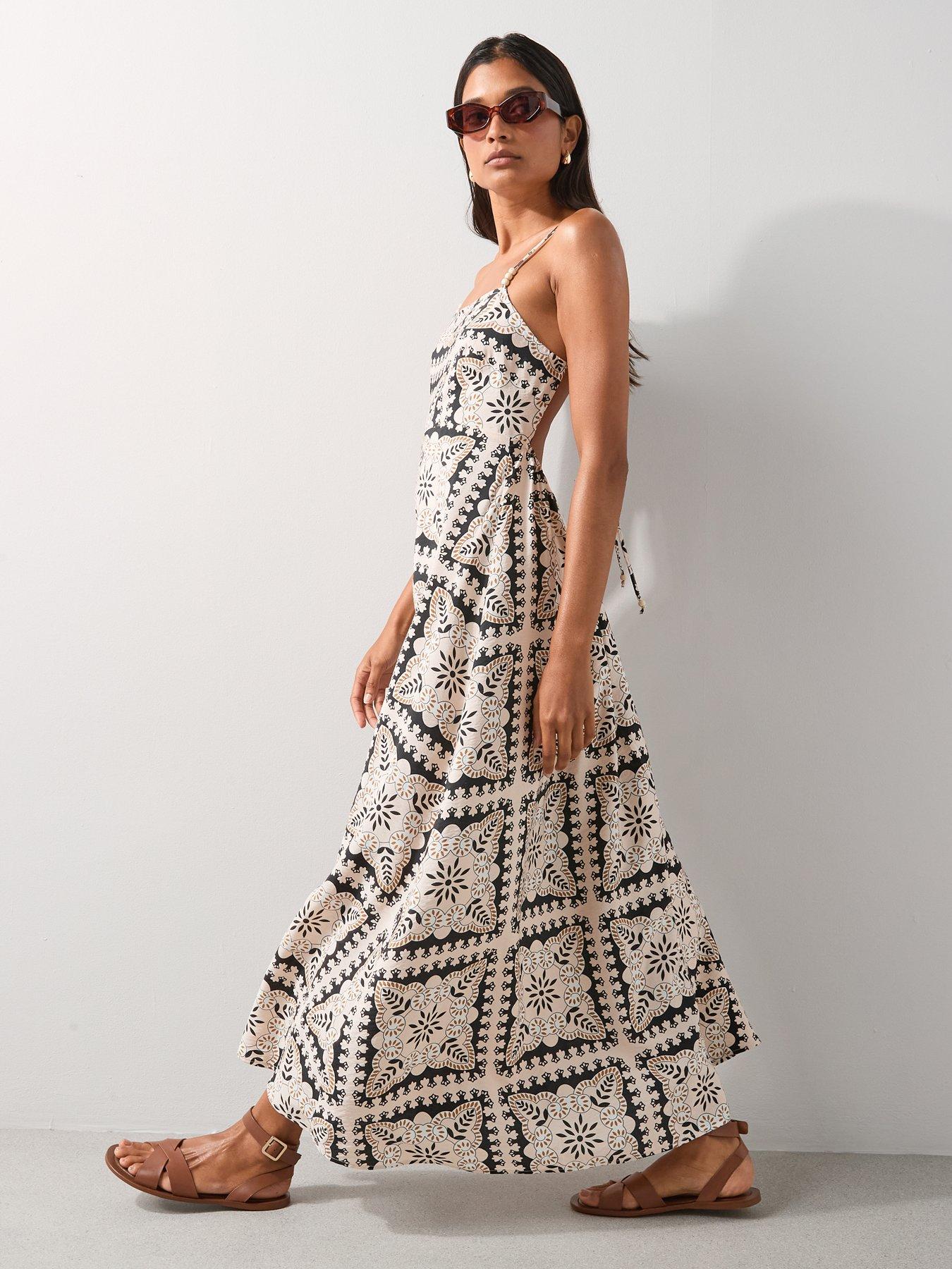 The Very Collection Tile Print Strappy Maxi Beach Dress - Multi