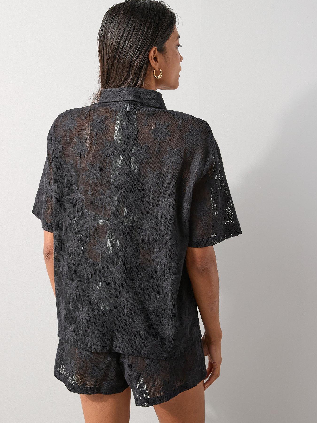  image of the-very-collection-palm-tree-beach-shirt-black