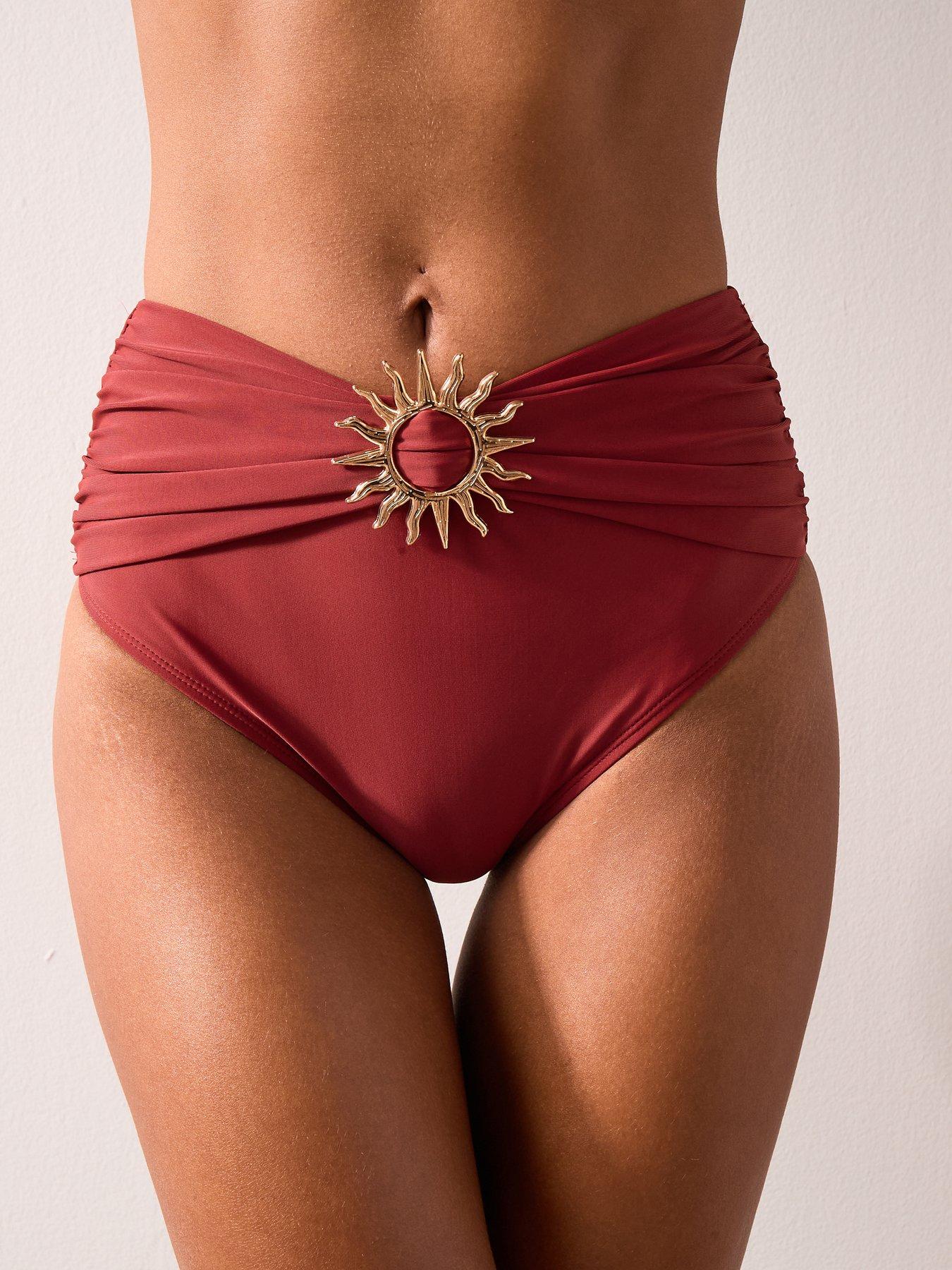  image of the-very-collection-gold-sun-trim-bikini-briefs-red