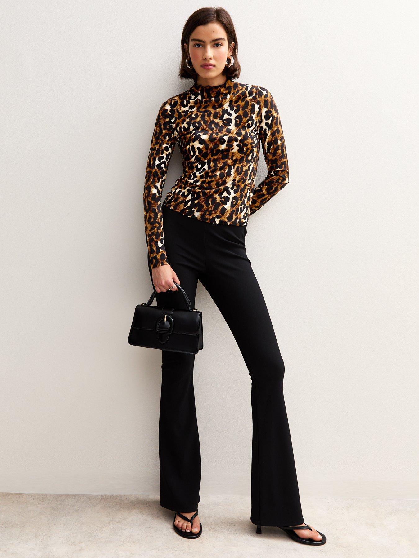 Image 3 of 4 of New Look Animal Print Long Sleeve Top - Brown