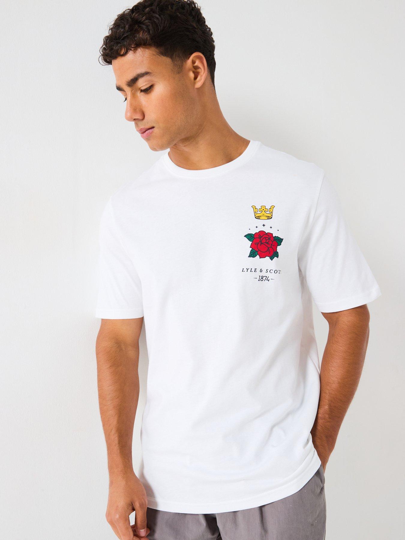 Image 2 of 5 of Lyle & Scott Rose And Crown Graphic Relaxed Fit T-Shirt- White
