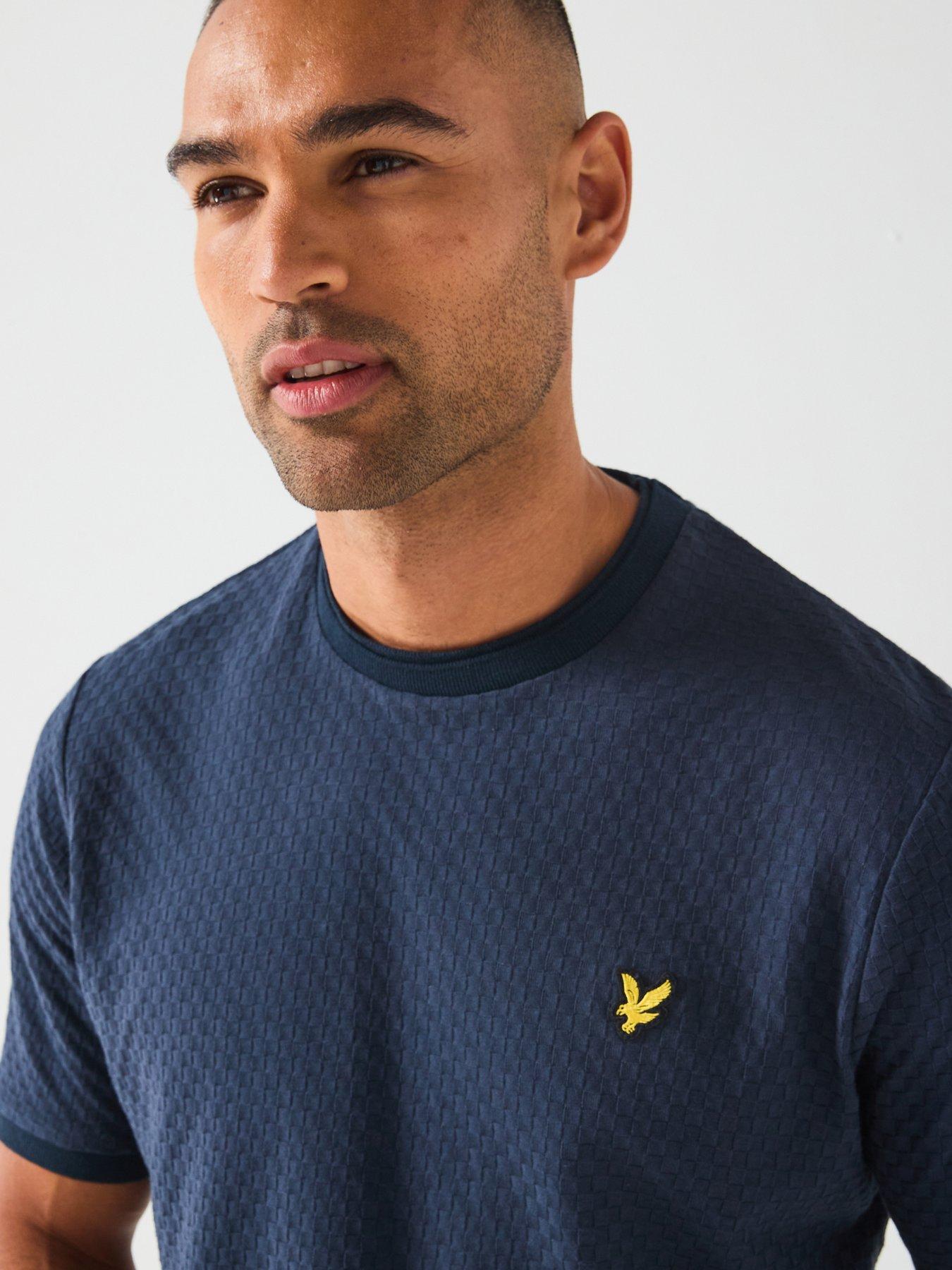 Image 4 of 6 of Lyle & Scott Football Jacquard Relaxed Fit T-Shirt- Navy