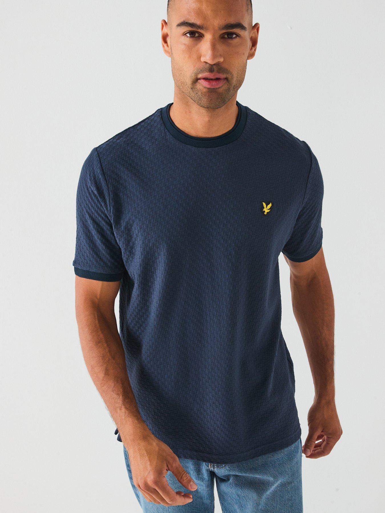 Image 6 of 6 of Lyle & Scott Football Jacquard Relaxed Fit T-Shirt- Navy