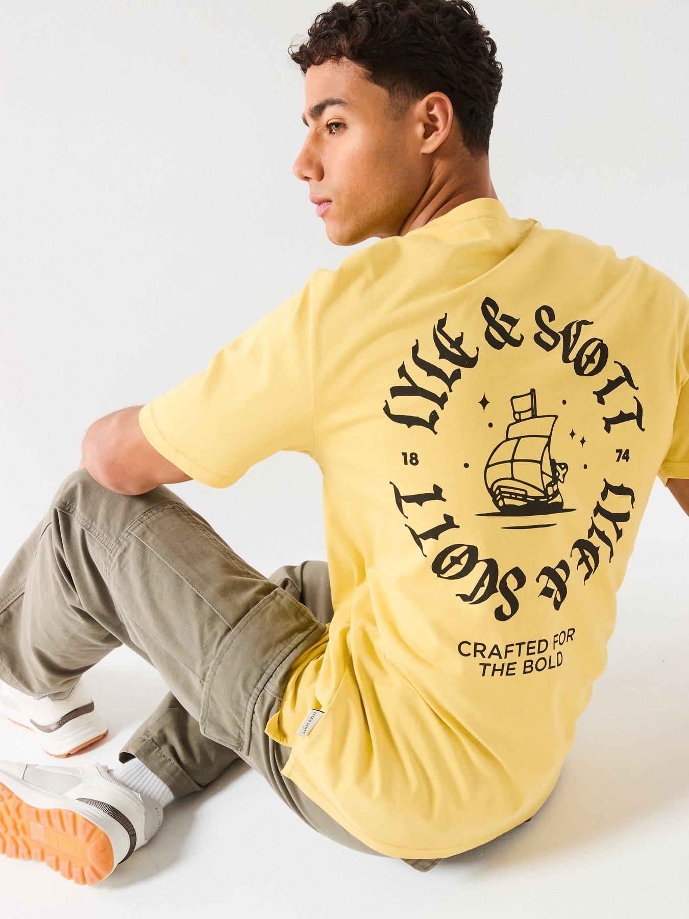  image of lyle-scott-ship-insignia-graphic-relaxed-fit-t-shirt-gold