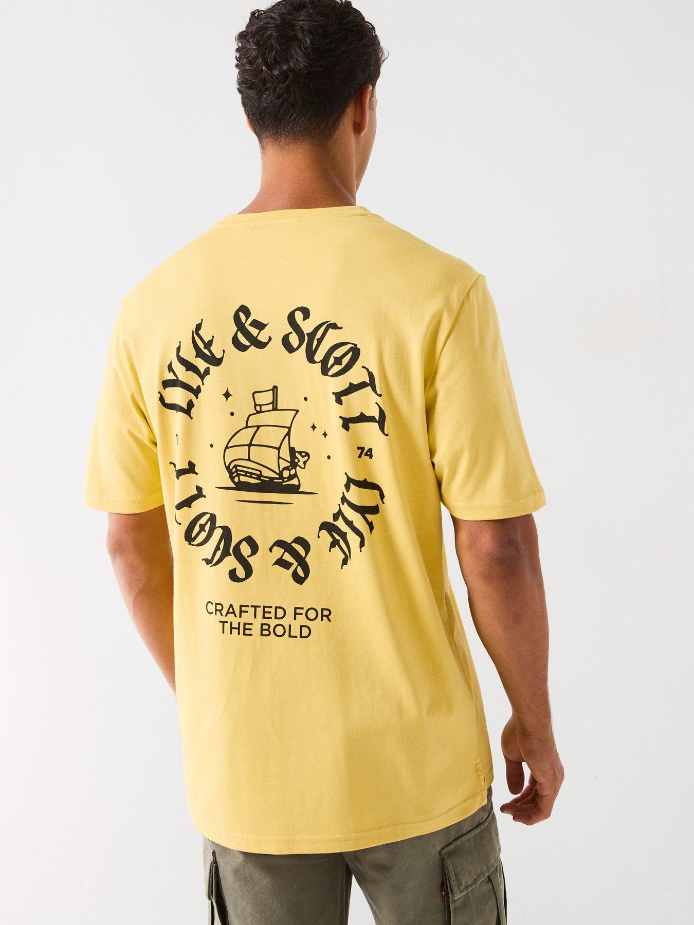 image of lyle-scott-ship-insignia-graphic-relaxed-fit-t-shirt-gold