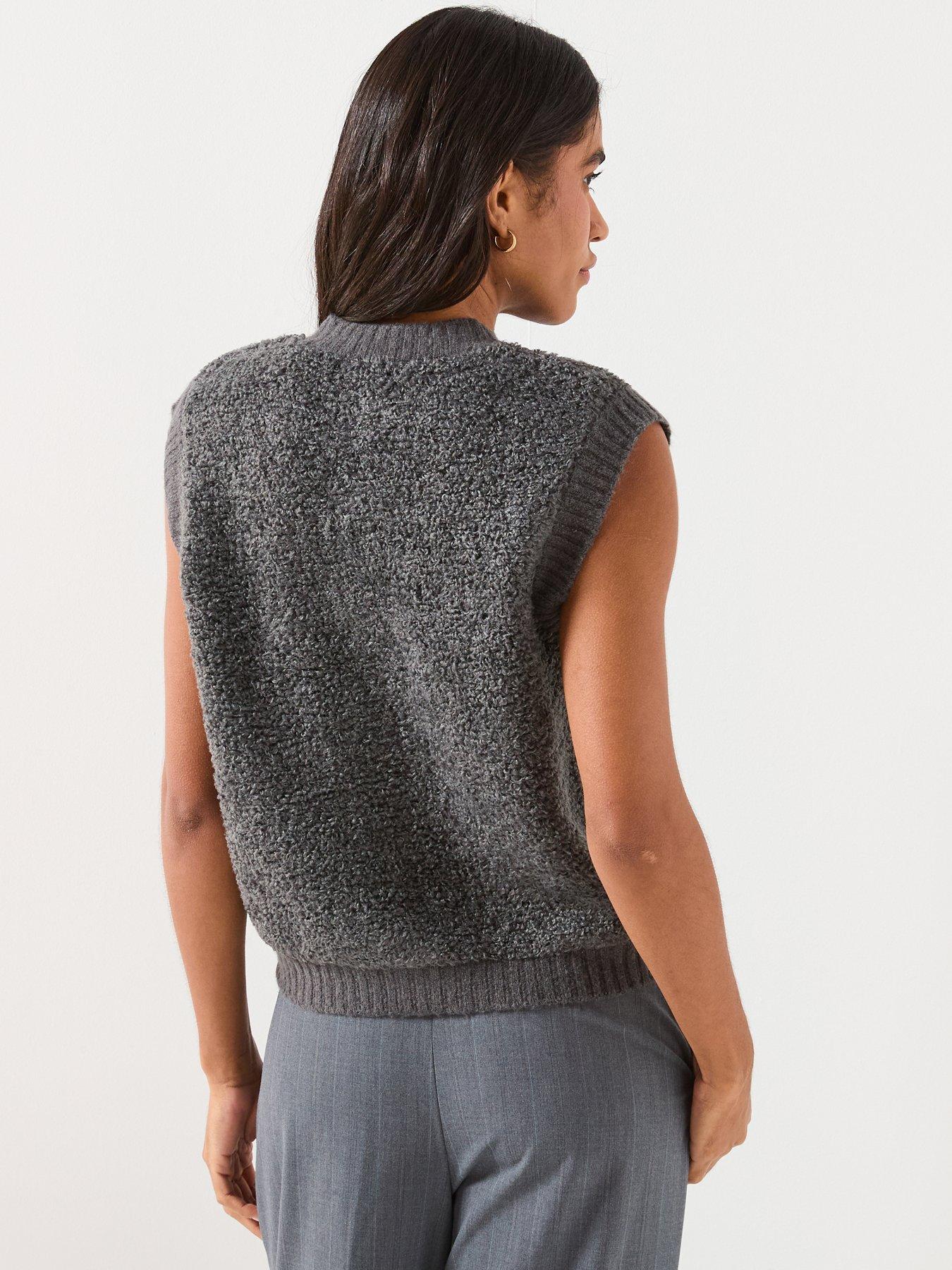 stillFront image of jdy-sleeveless-button-boucle-knit-vest-grey