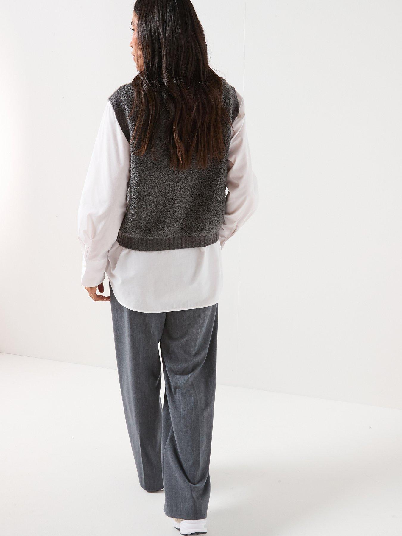  image of jdy-sleeveless-button-boucle-knit-vest-grey