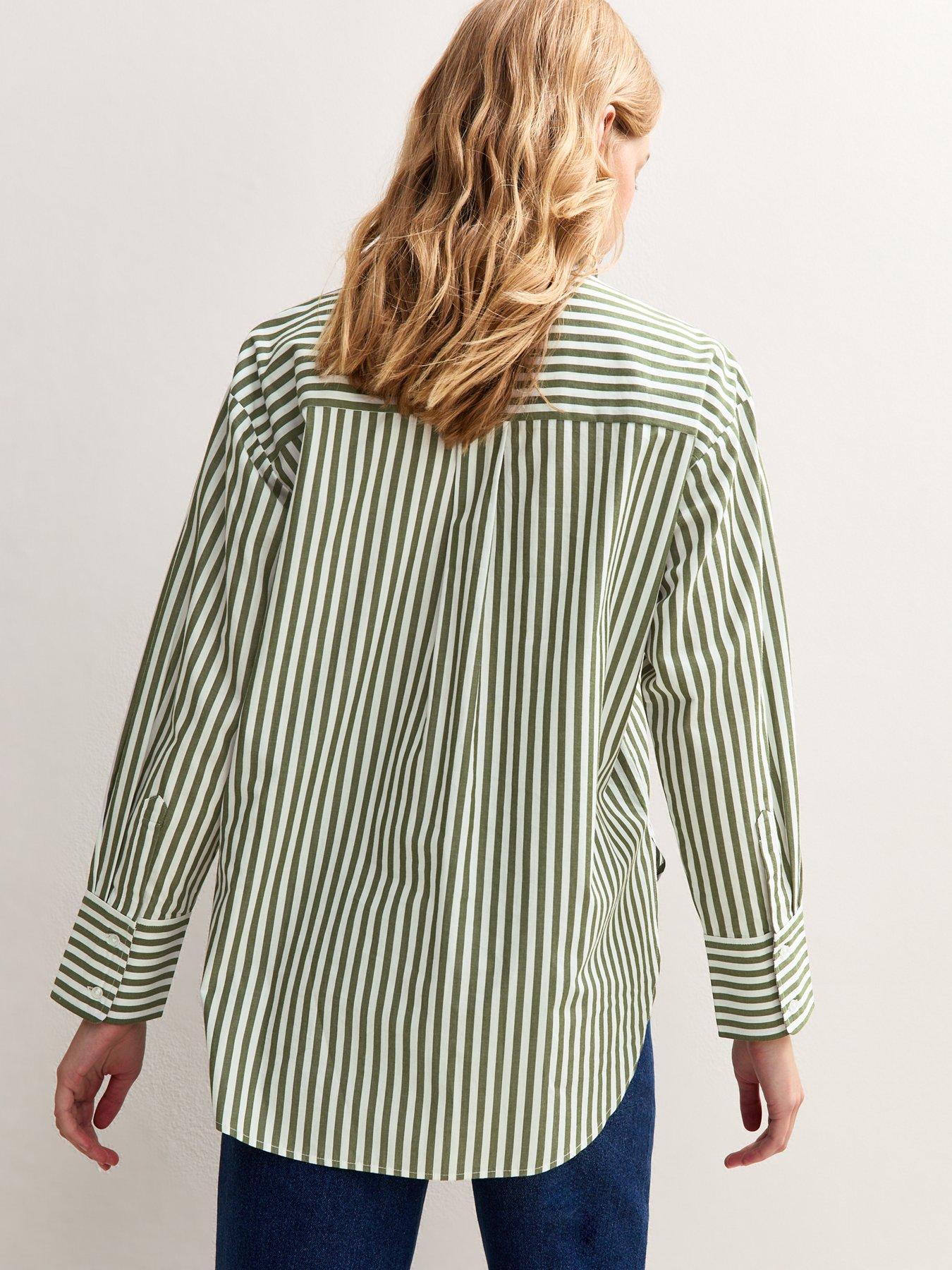 Image 2 of 5 of New Look Striped Shirt - Green