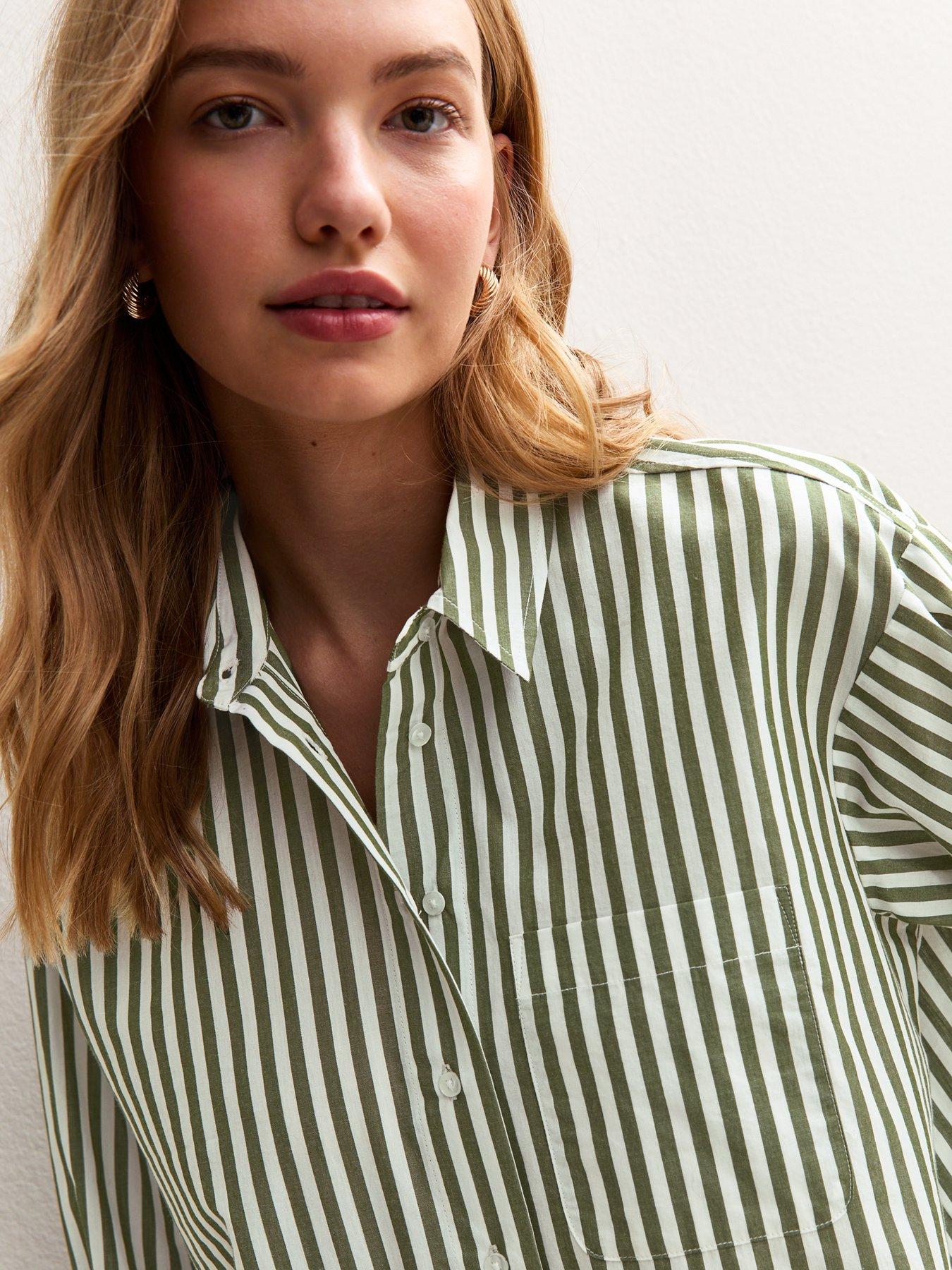 Image 4 of 5 of New Look Striped Shirt - Green