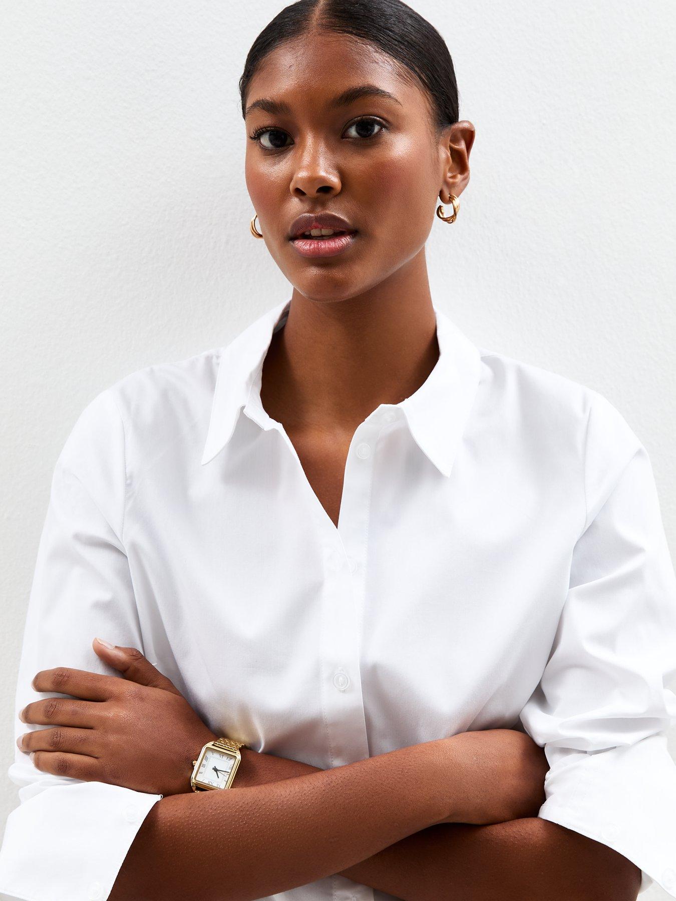 Image 4 of 5 of New Look Slim Fit Poplin Shirt - White