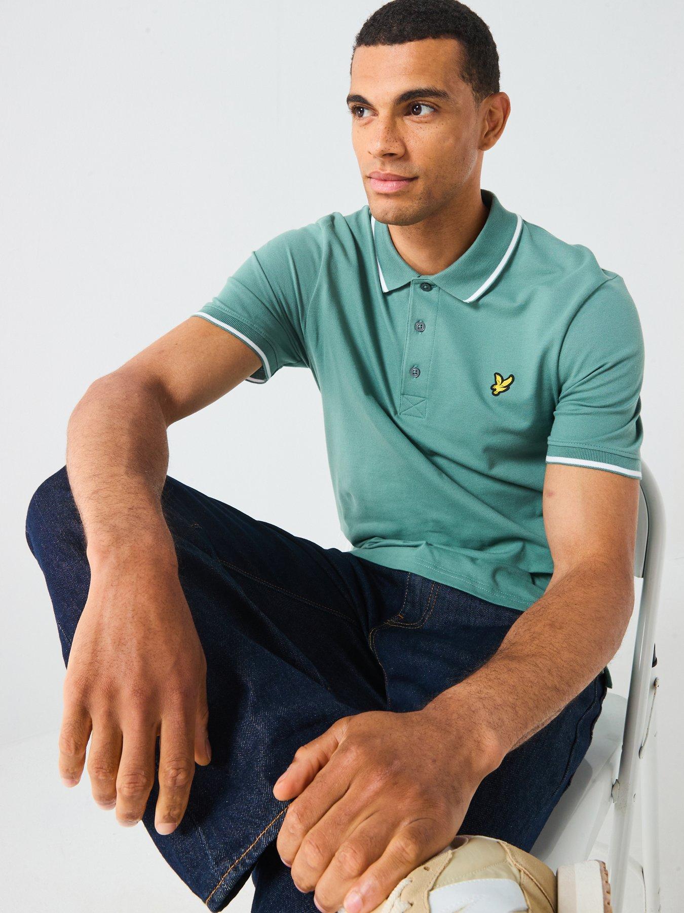  image of lyle-scott-tipped-polo-shirt--green